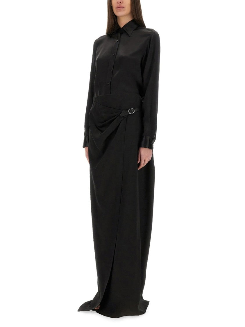 Maxi Wrap Skirt With Belt Detail