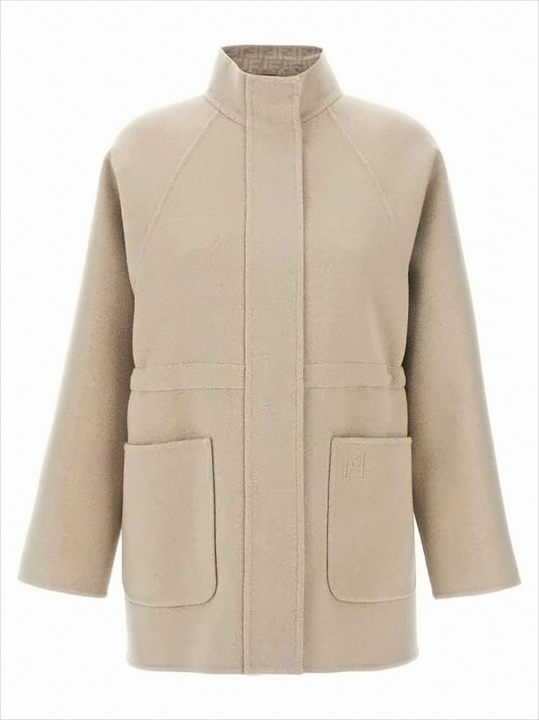 Structured Boxy Beige Wool Fendi Coat