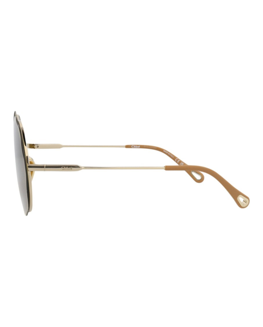 Round-Frame Metal Sunglasses With Wavy Design