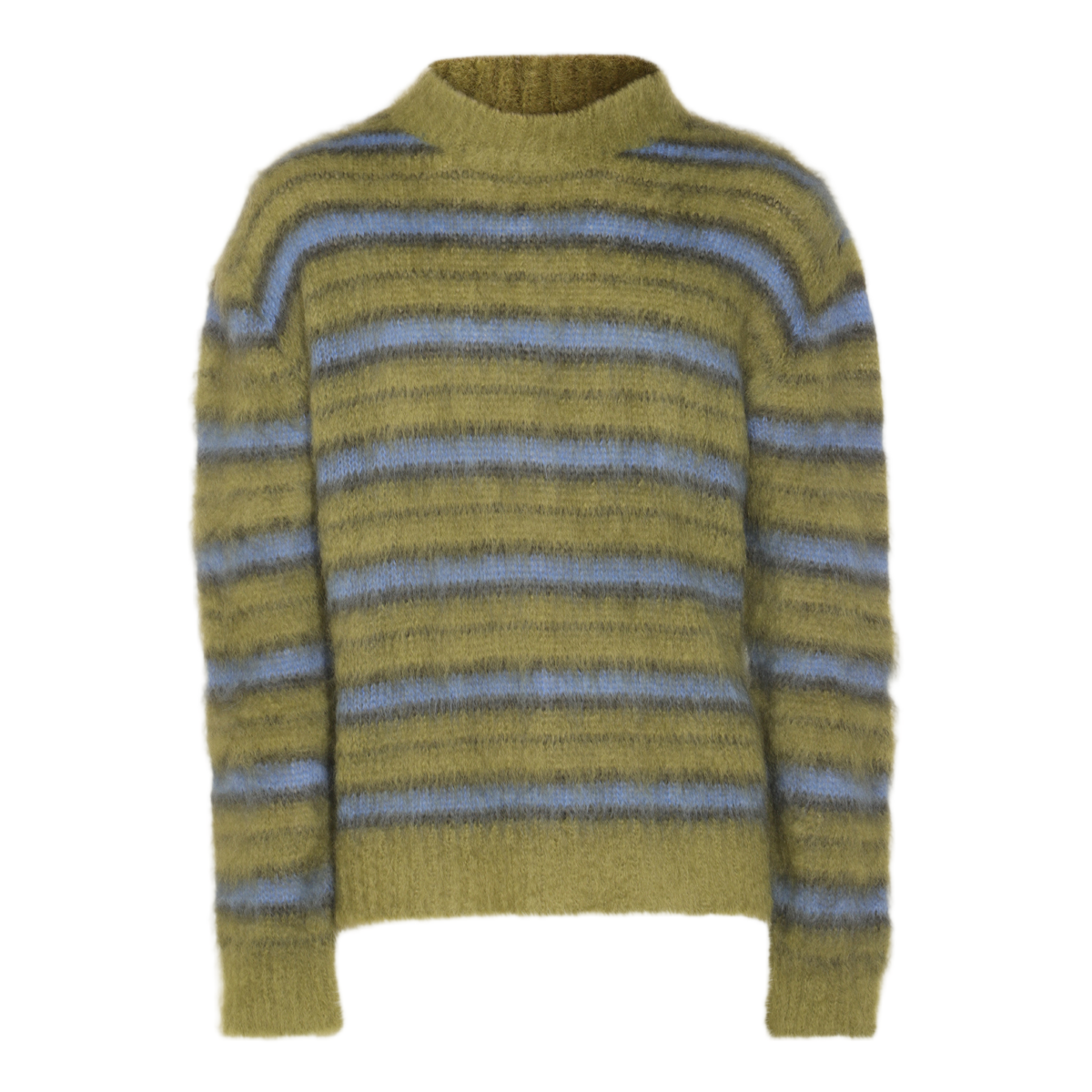 Fuzzy Texture Sweater with Horizontal Stripes