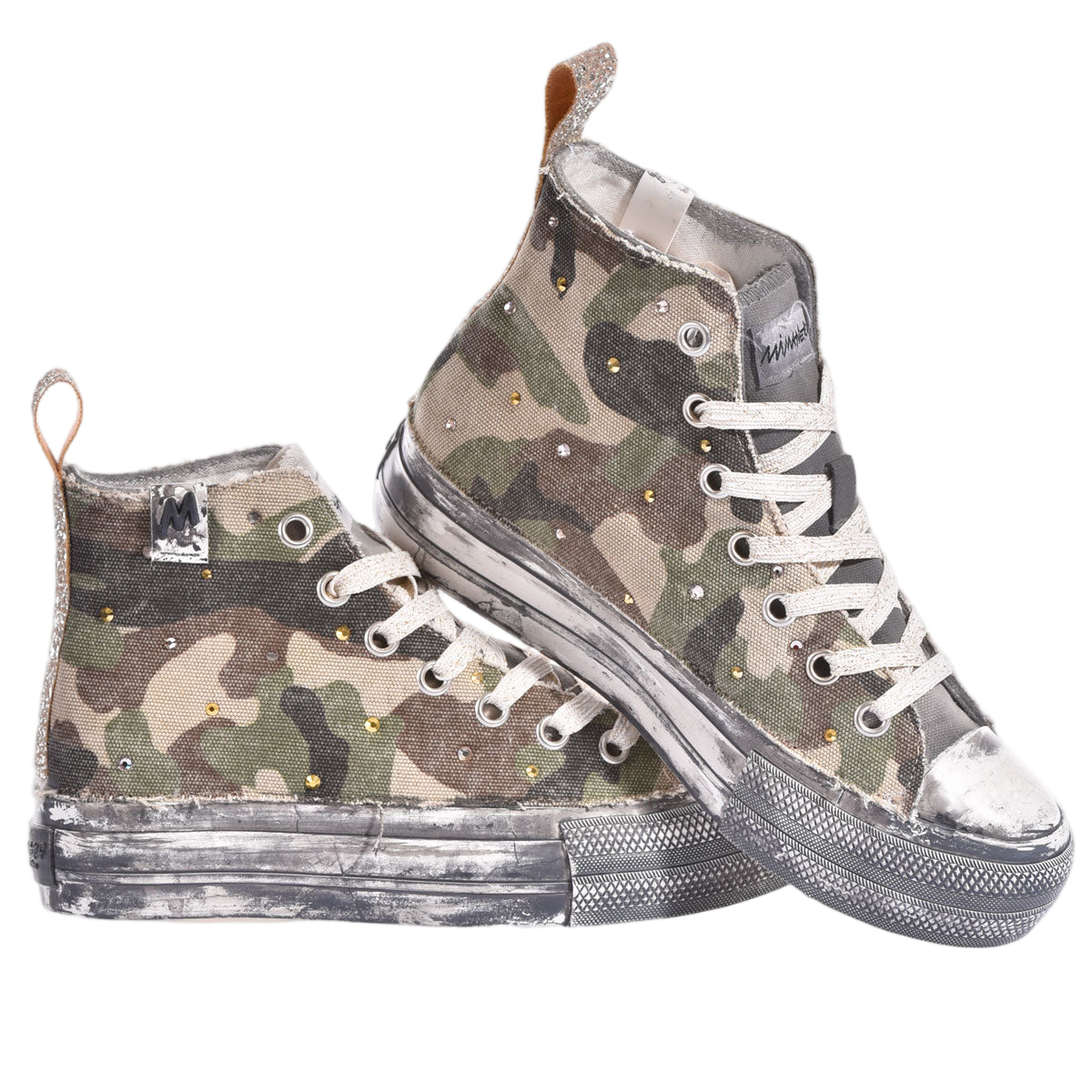 Handmade High-Top Sneakers with Swarovski Crystals