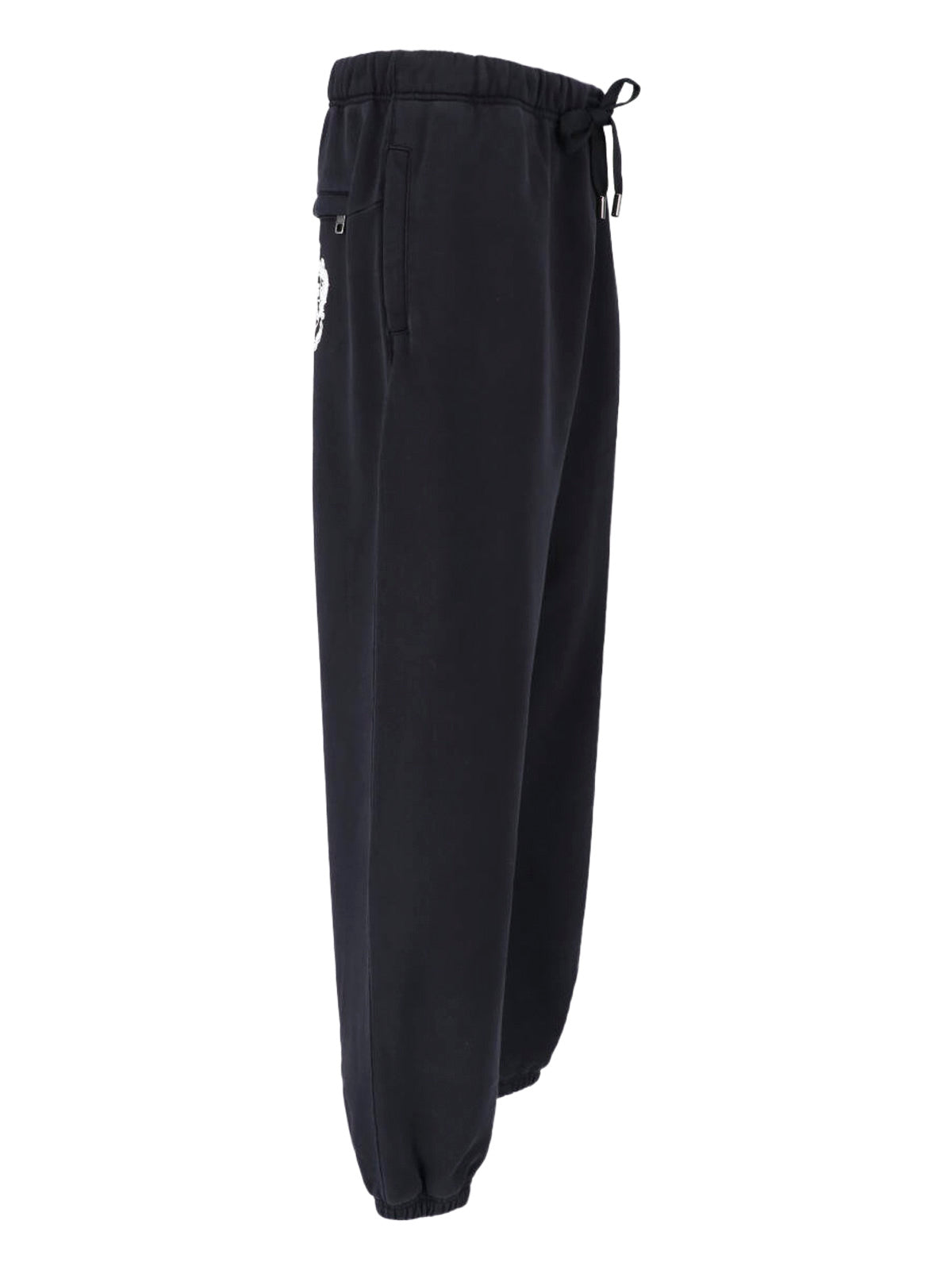 Black Logo Drawstring Cotton Sports Pants