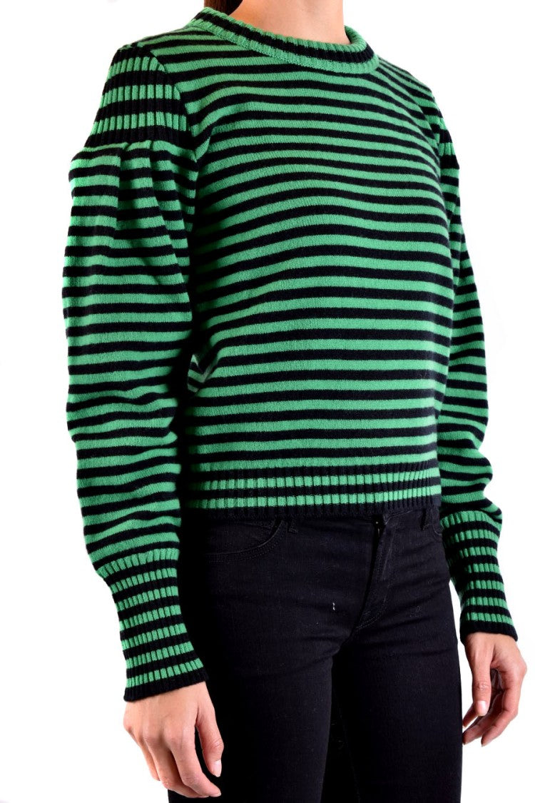 Multicolor Striped Sweater With Puffed Sleeves