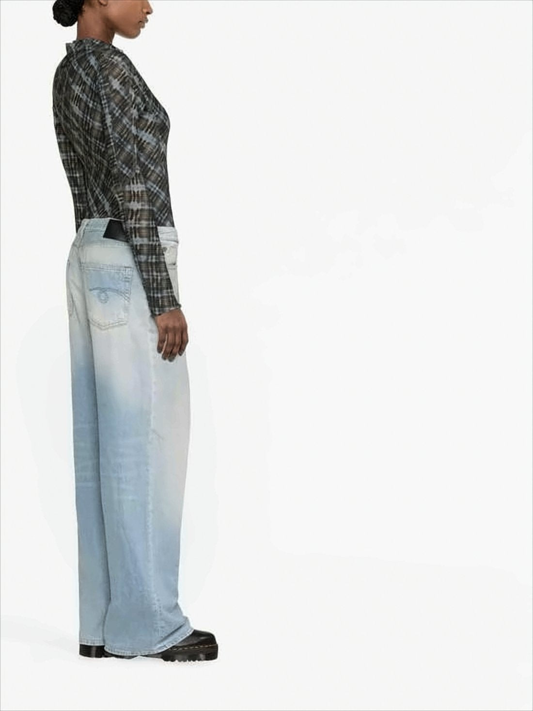 Wide-Leg Light Blue Denim Pants