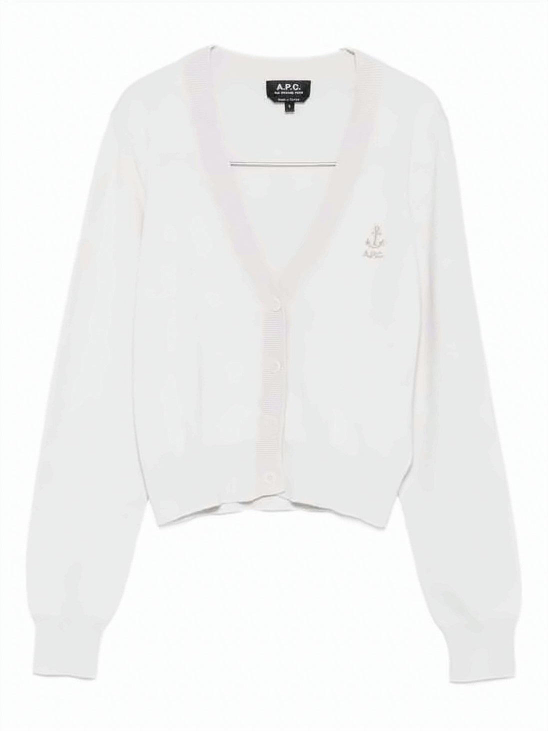 Cropped Button-Down Cardigan with Ribbed Cuffs