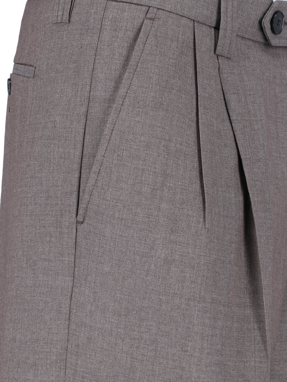 Taupe Mid-Rise Tailored Wool Trousers