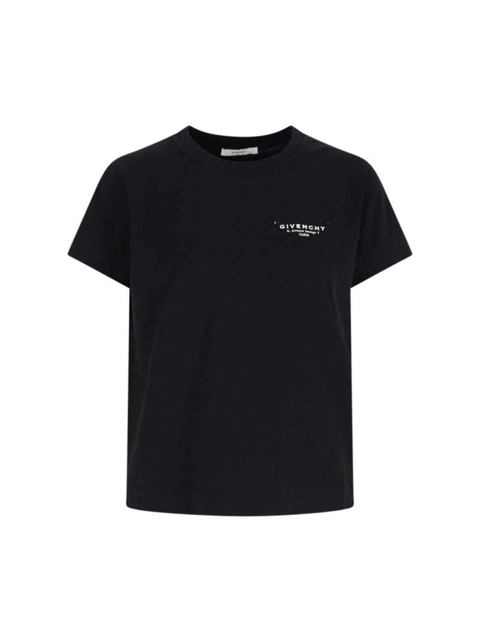 Black Cotton T-Shirt With Contrasting Logo Prints
