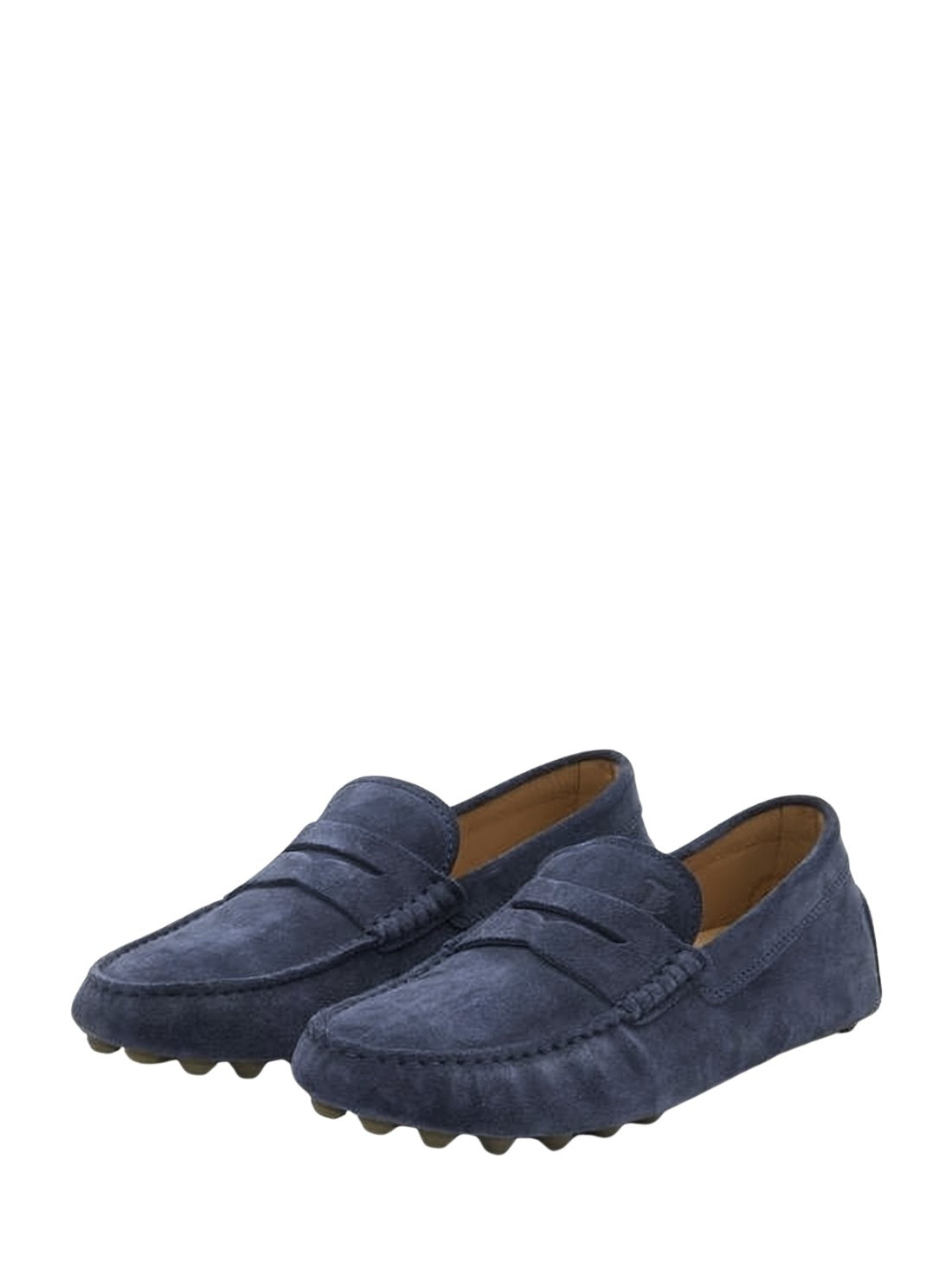 Nubuck Leather Loafers with Penny Strap Detail