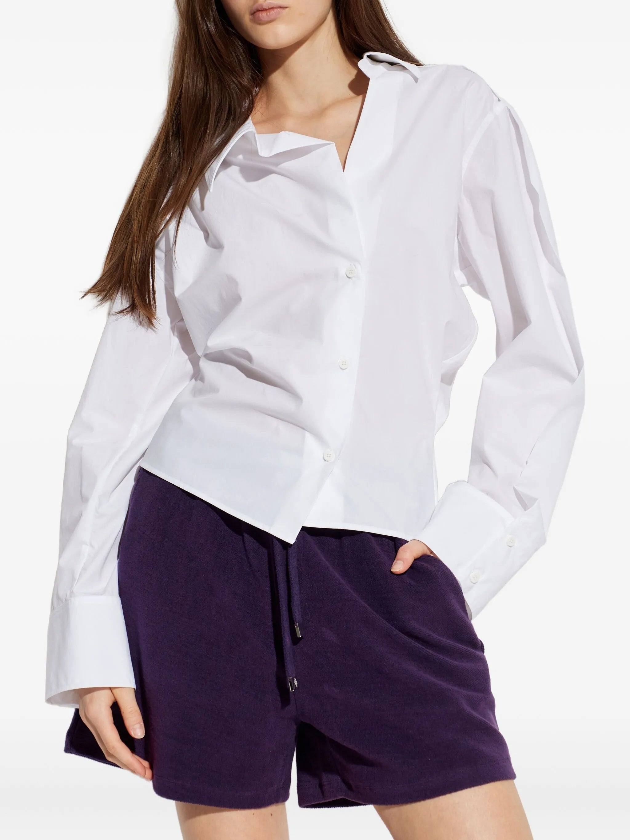 White Structured Fit Plain Shirt