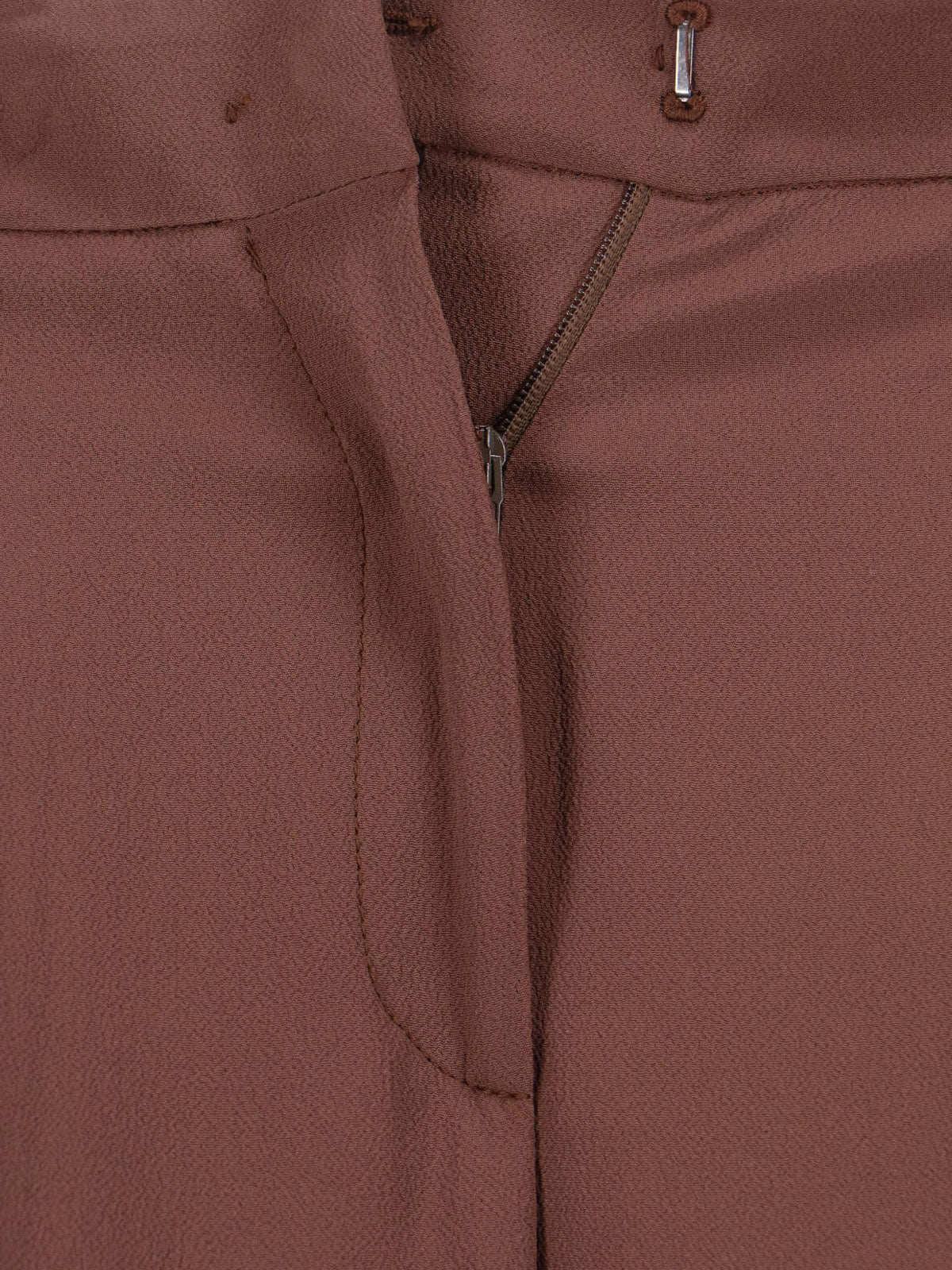 Brown Tailored Silk Blend Pants