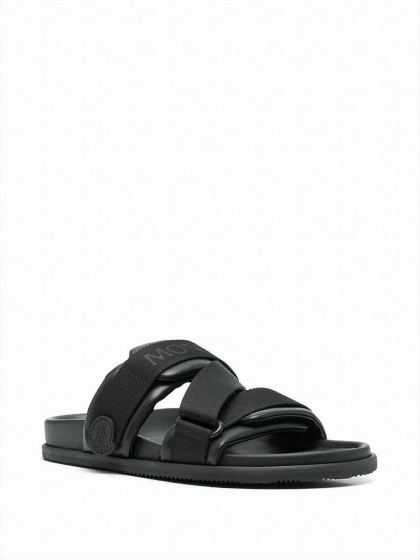 Sleek Black Nappa Leather Slide Sandals With Padded Straps