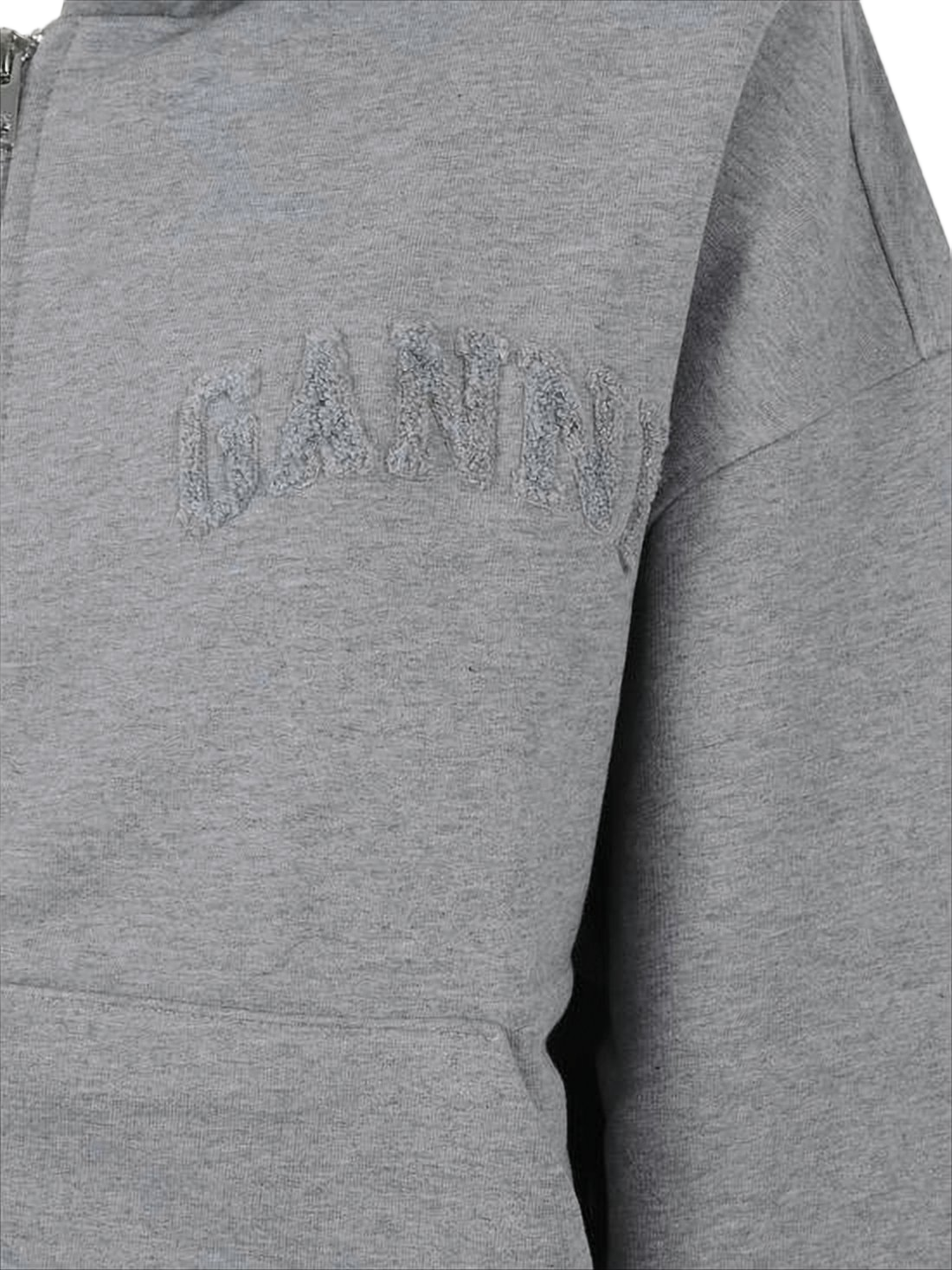 Krótka bluza z kapturem zapinana na zamek z teksturowanym logo
