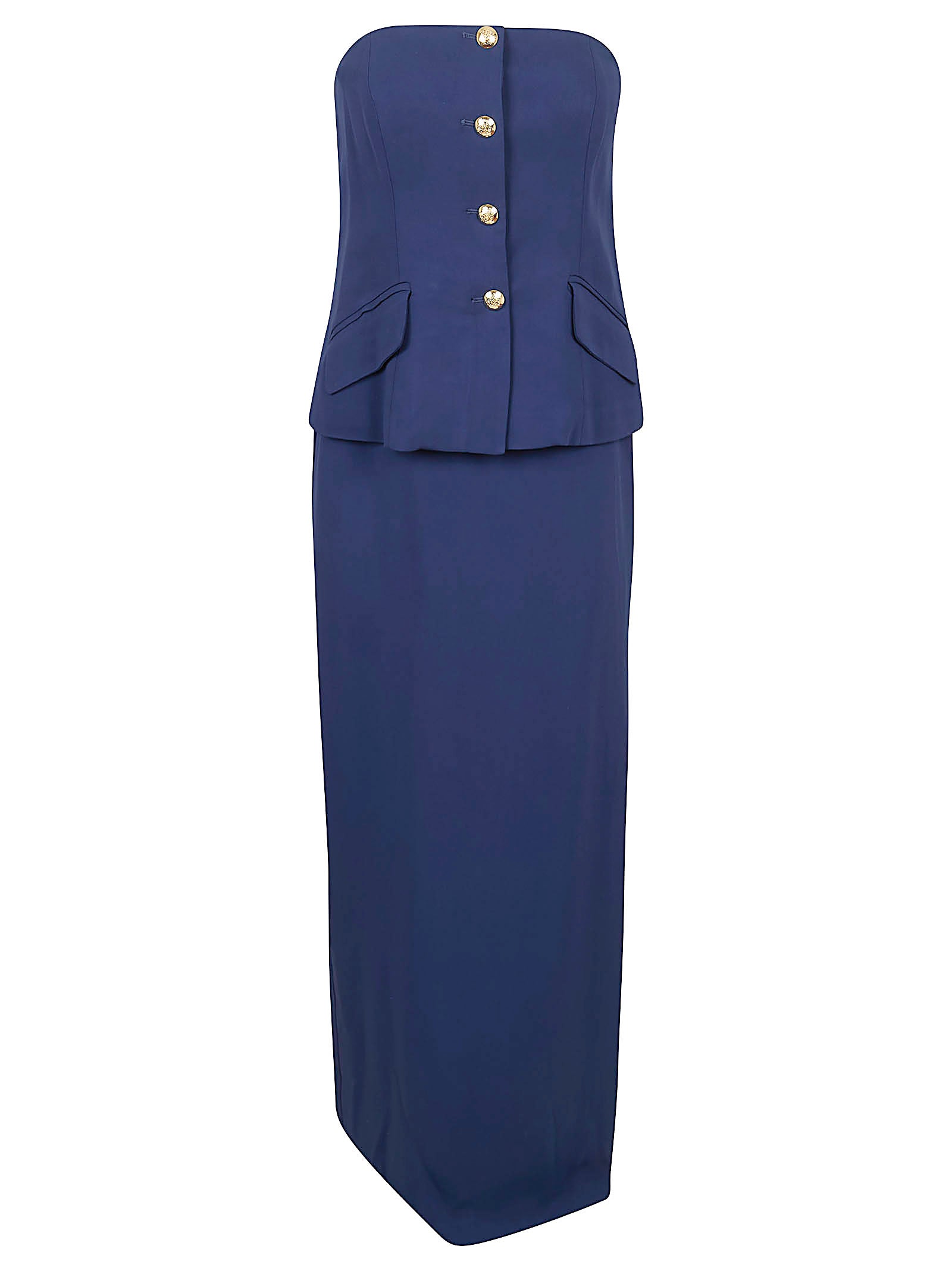 Navy Viscose and Elastane Blend Dress