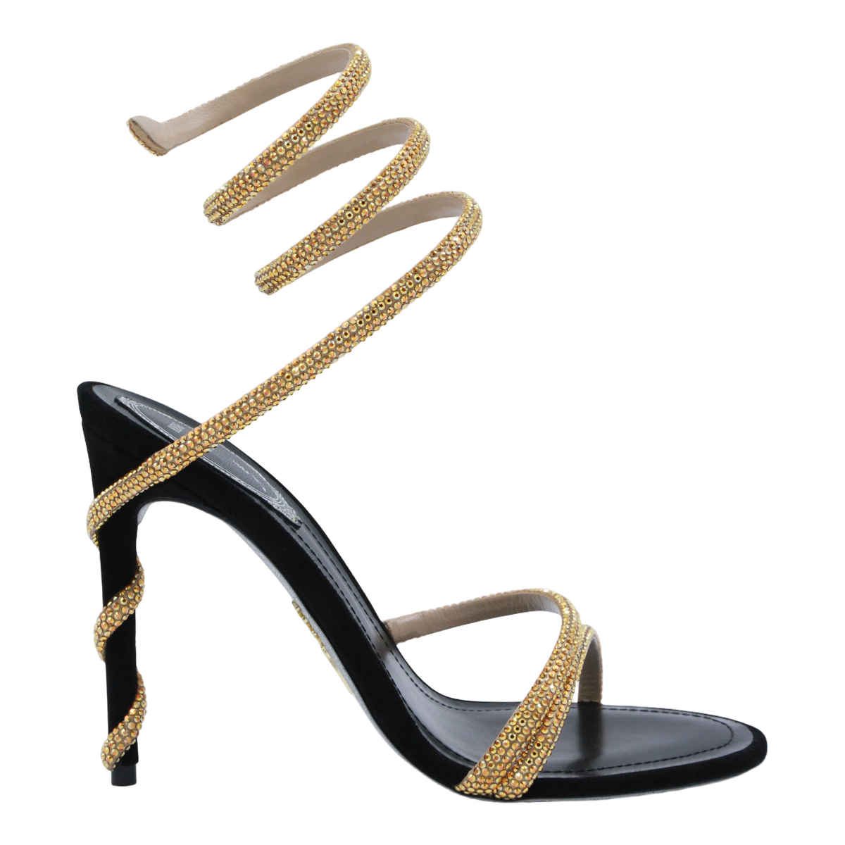 High-Heeled Sandals with Spiral Ankle Wrap