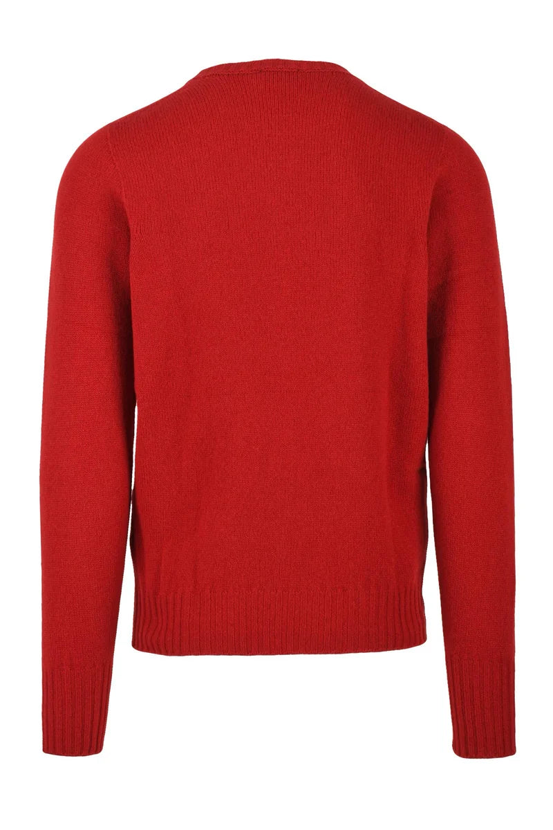 Crew Neck Sweater Lambskin - Red