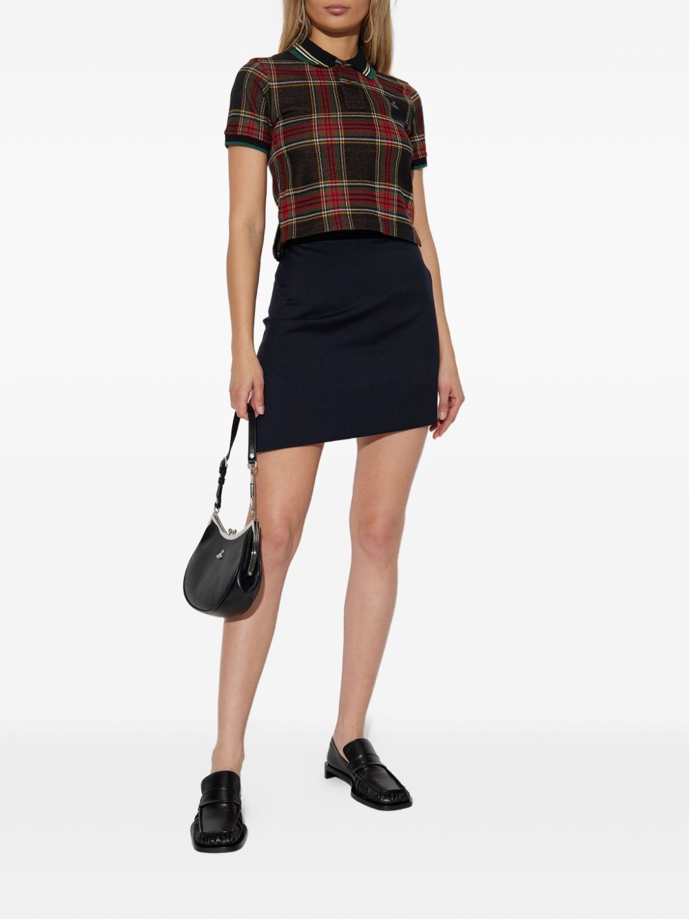 Navy Blue Asymmetric Hem Skirt