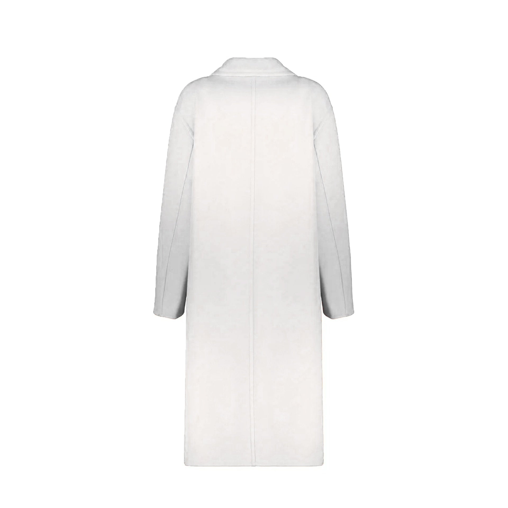 Minimalist White Wool Coat With Button Closure And Side Slits