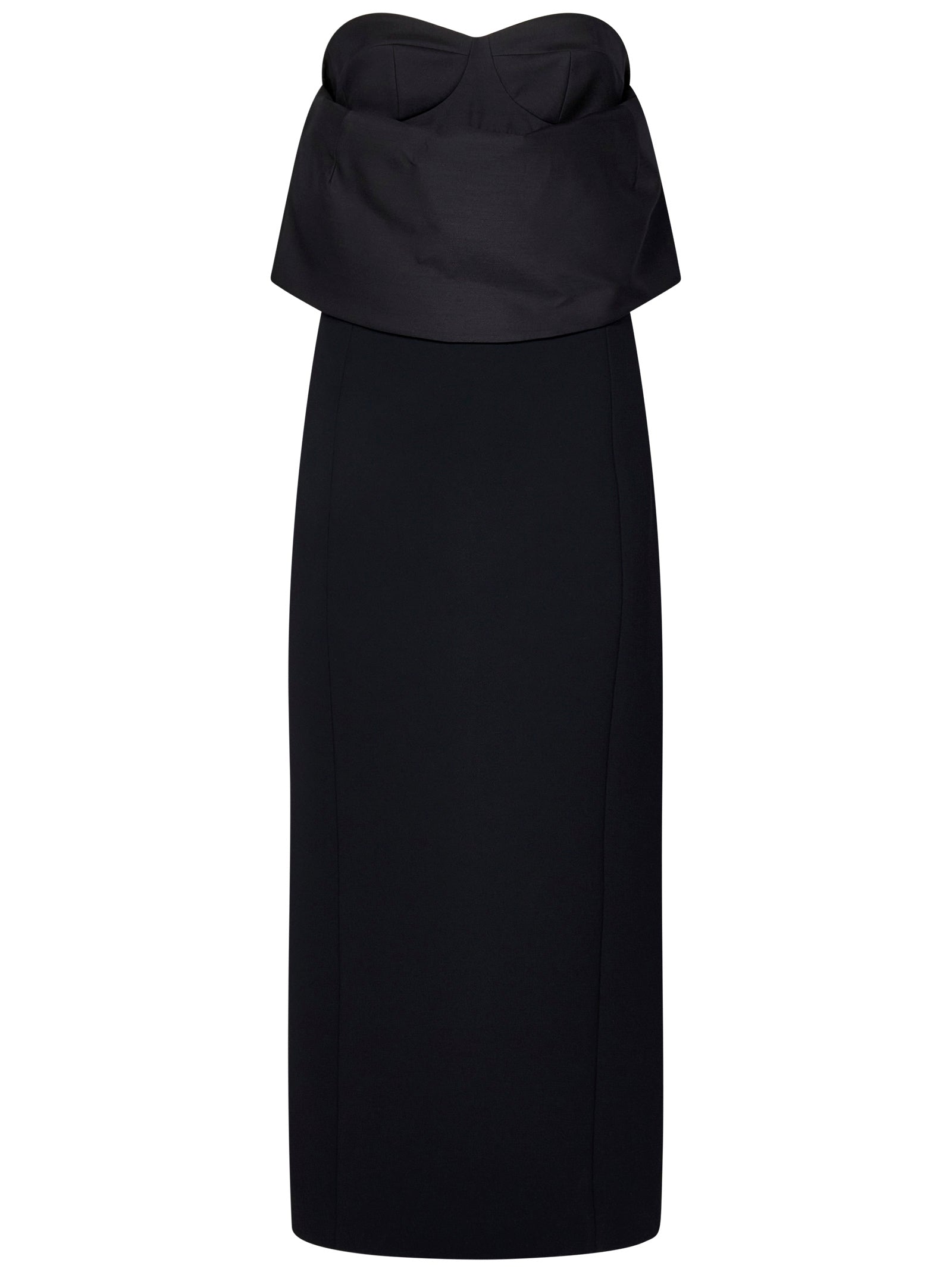 Strapless Black Double-Face Crepe Dress