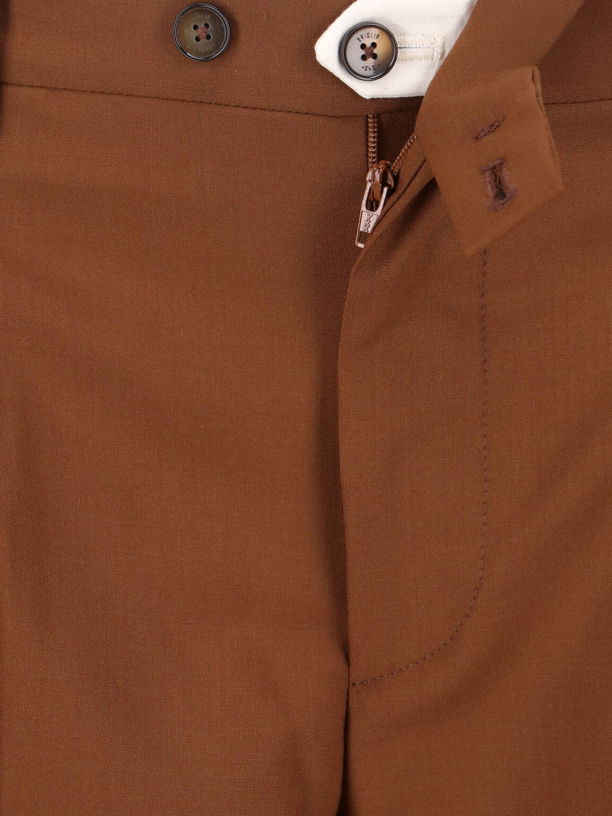 Brown Tailored Mid-Rise Virgin Wool Trousers