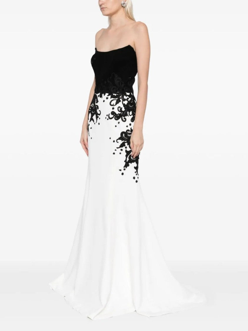 Crepe Mermaid Dress With Embroidery