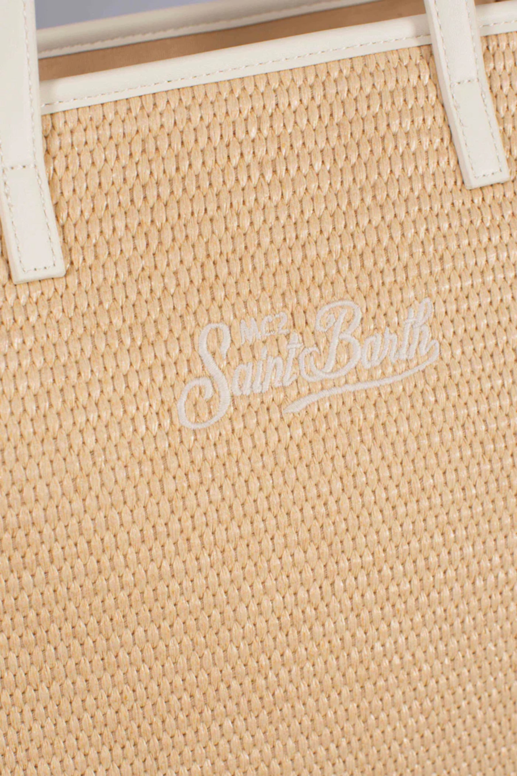 Rectangular Woven Tote Bag with Embroidered Detail