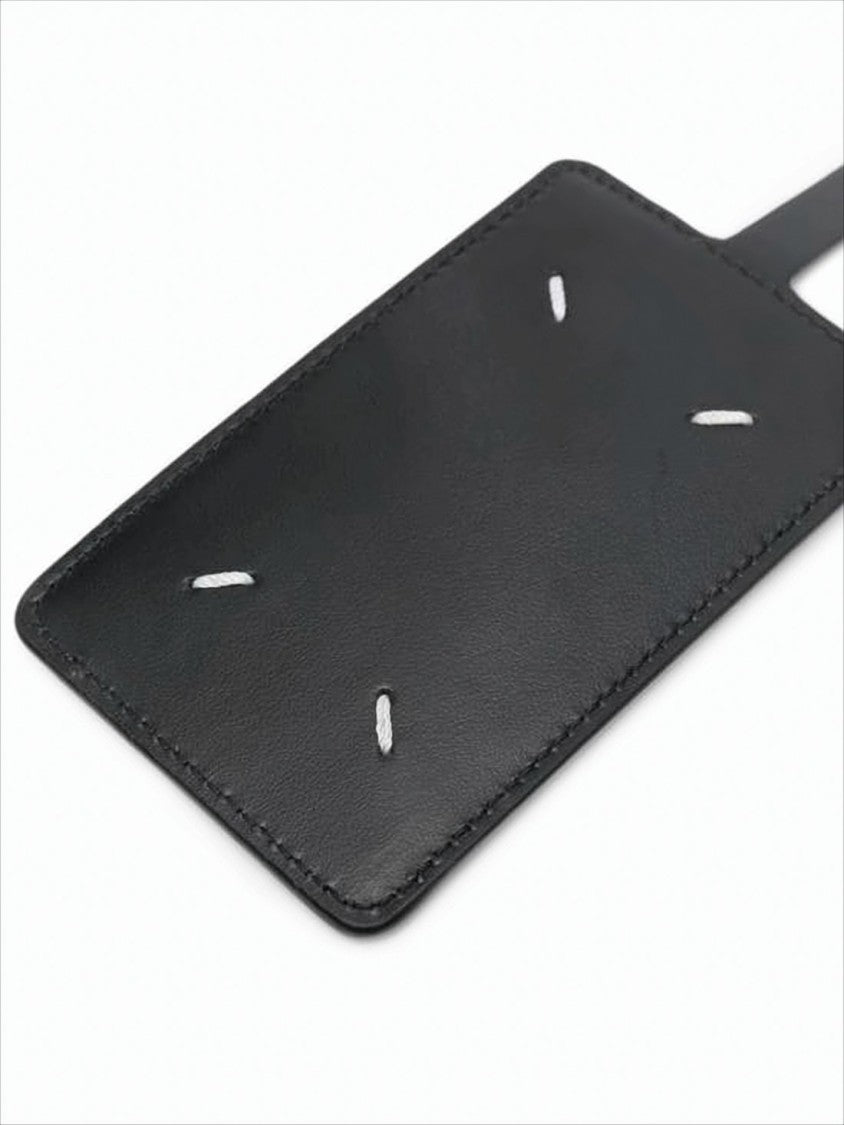 Sleek Rectangular Calf Leather Keyring With Logo Window