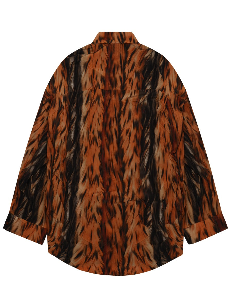 Abstract Print Oversized Silk Shirt