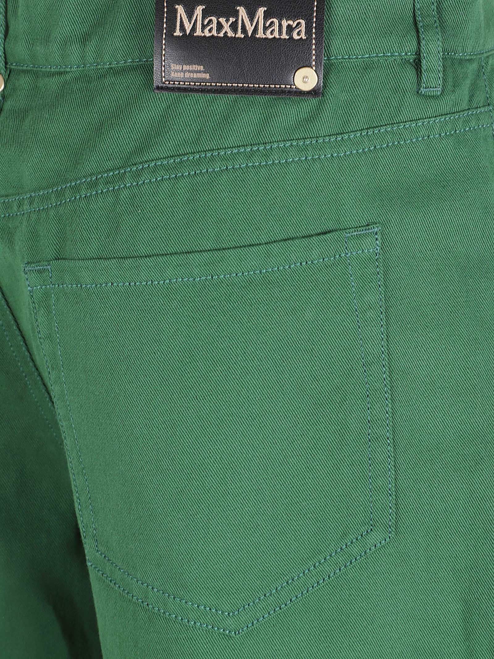 Wide-Leg Green Trousers with Five-Pocket Design
