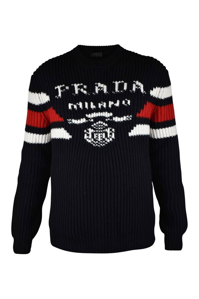 Black Cashmere Sweater With Horizontal Logo