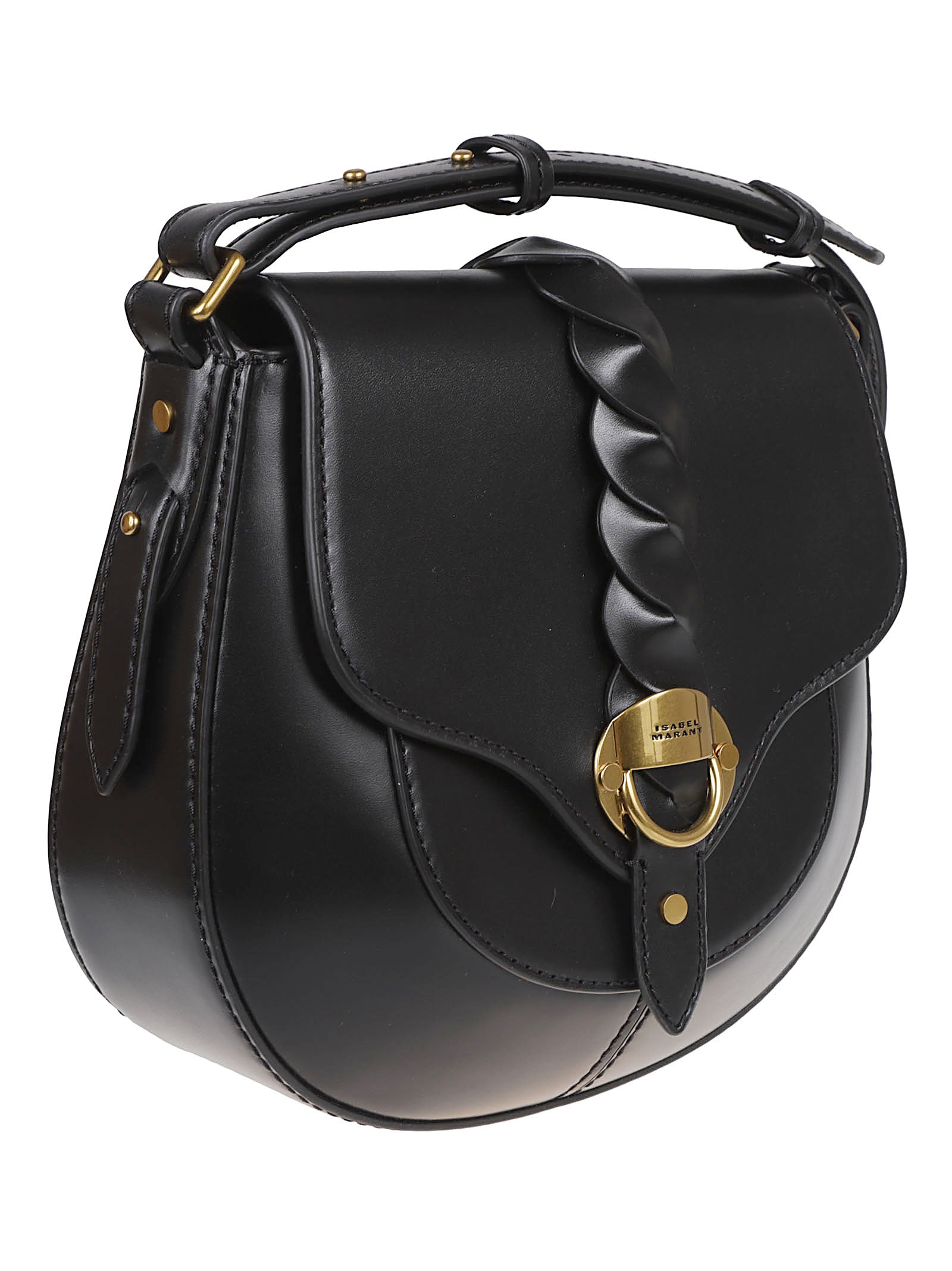 Braided Detail Smooth Leather Shoulder Bag