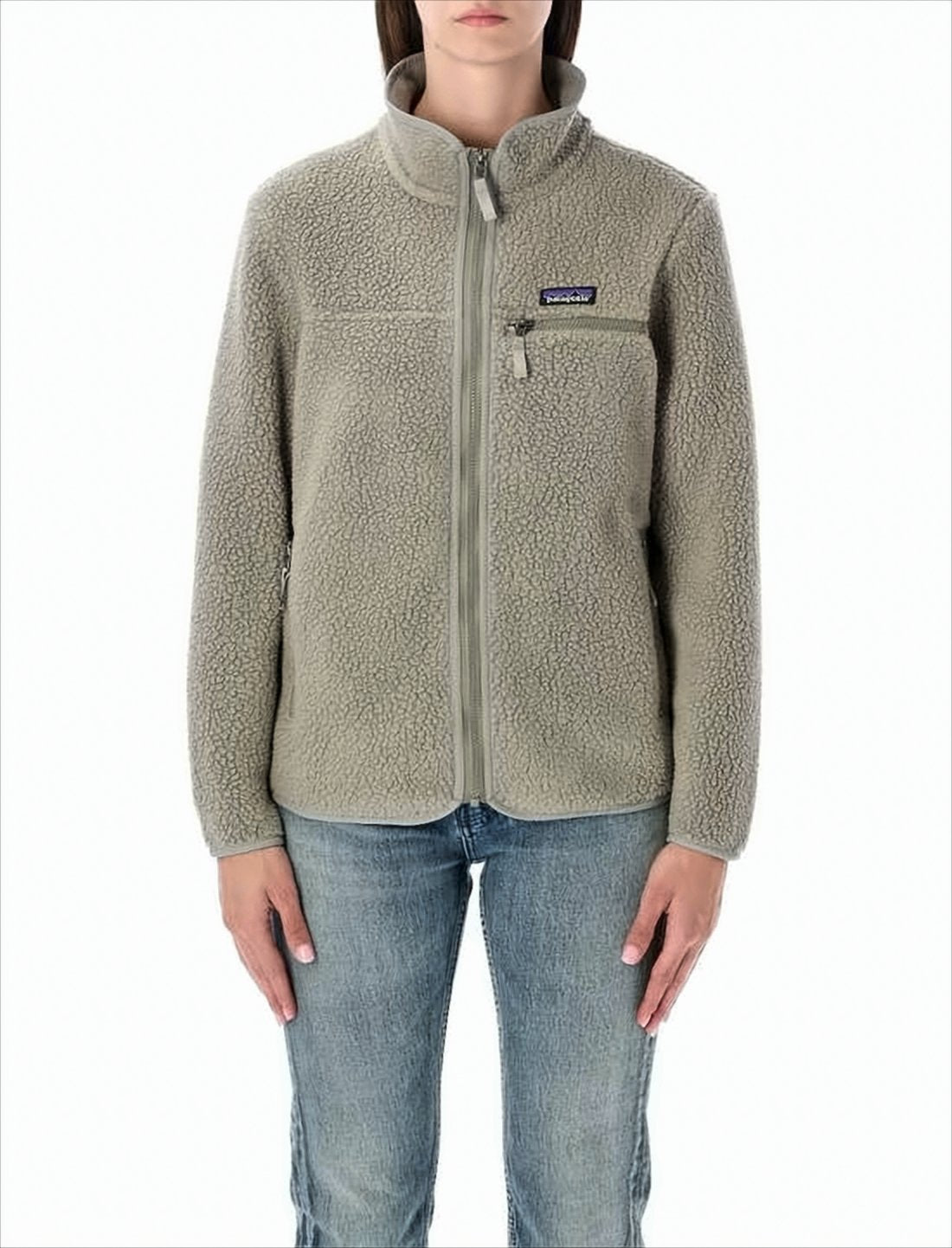 Long-Sleeve Fleece Jacket with High Collar