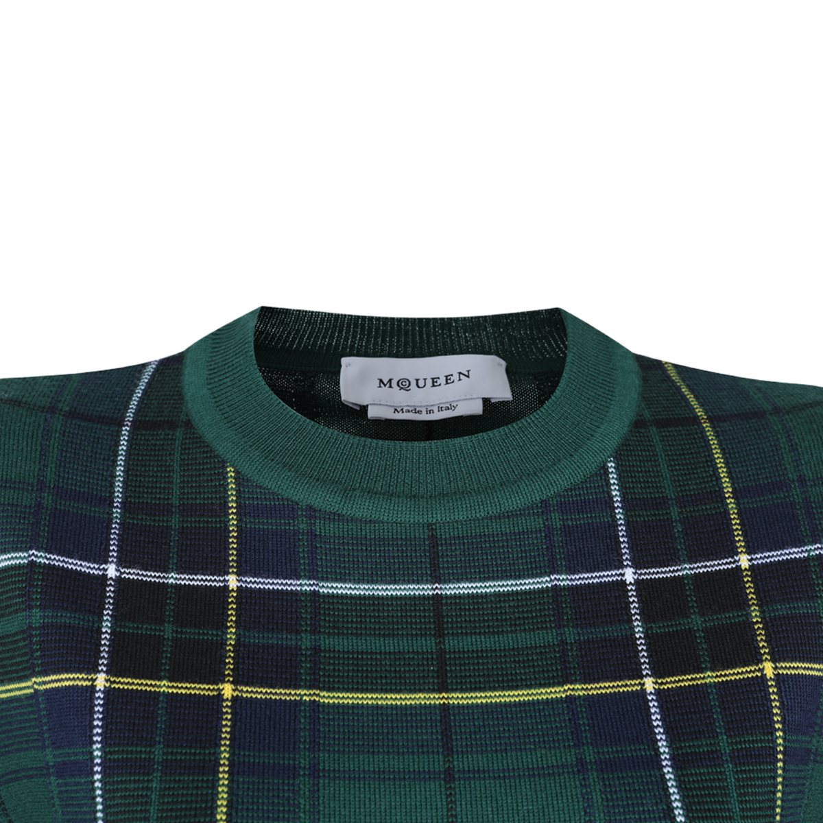 Plaid Knit Sweater with Ruffled Hem