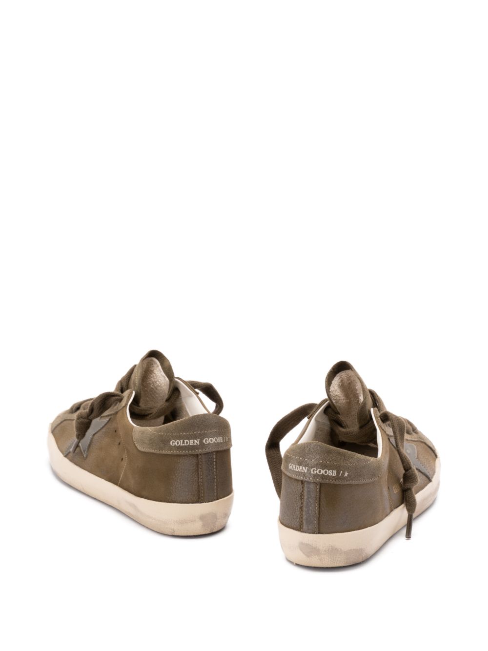 Low-Top Sneakers With Distressed Olive Green Silk