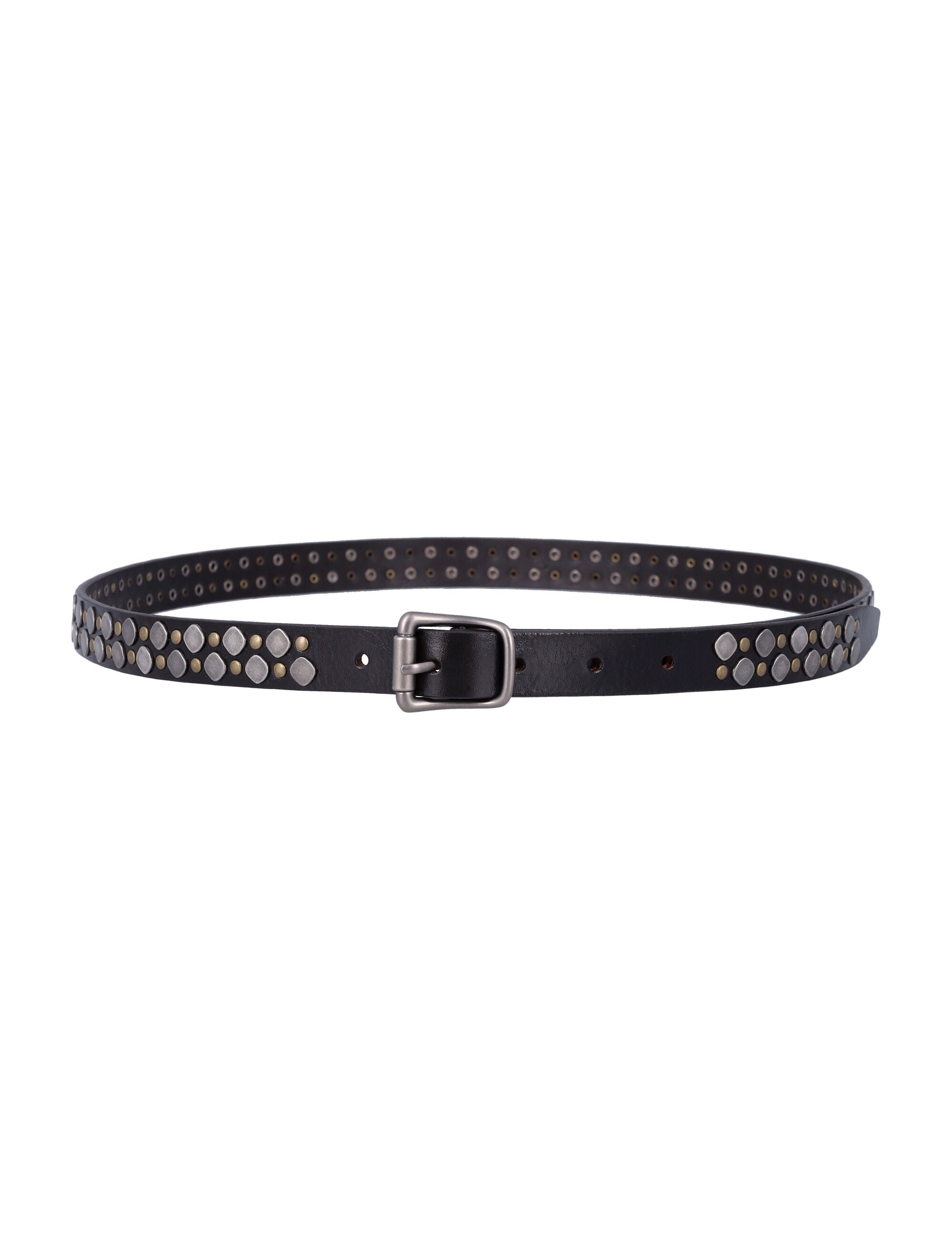 Rio Studded Leather Belt with Matched Metal Buckle