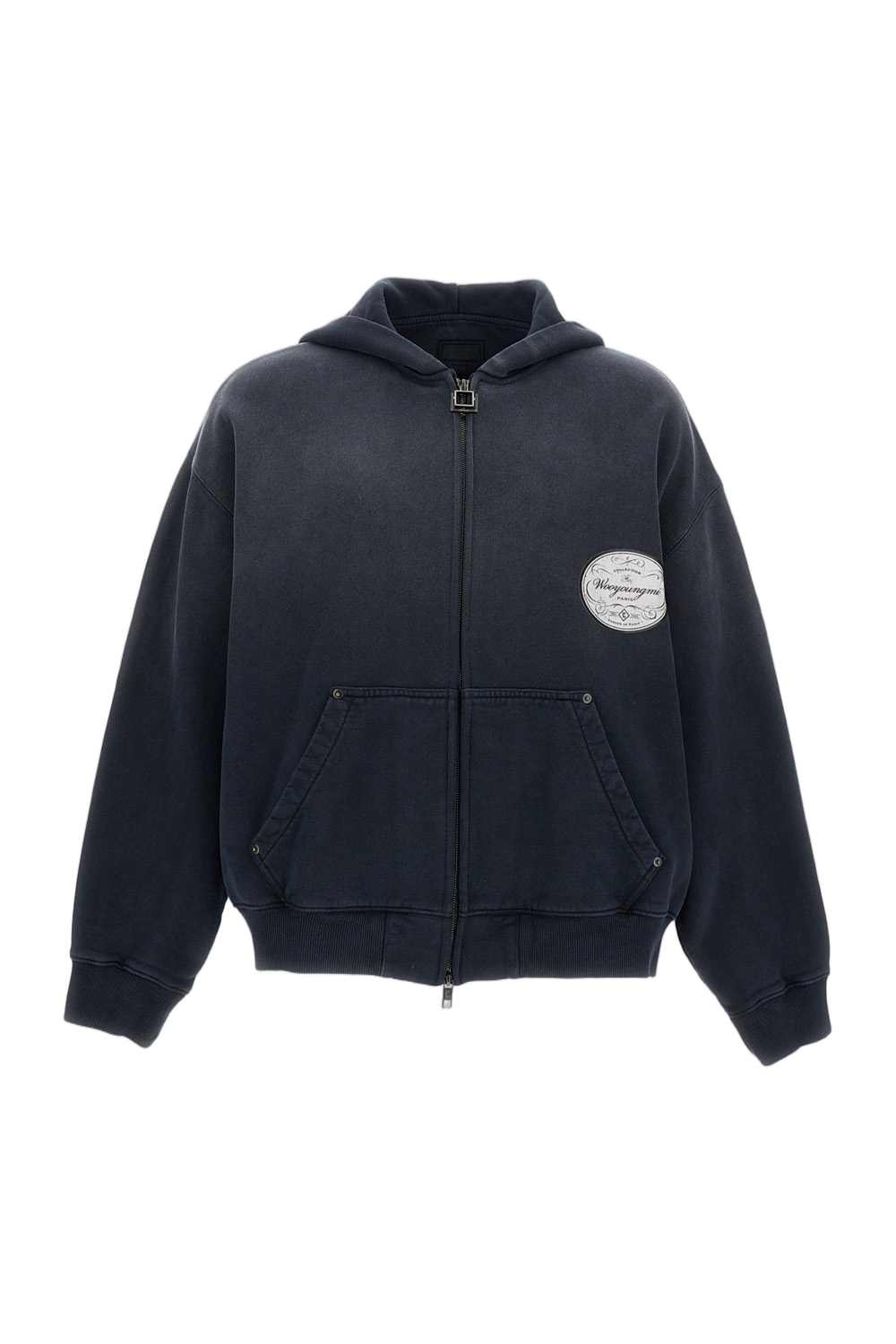 Blue Cotton Full-Zip Hoodie