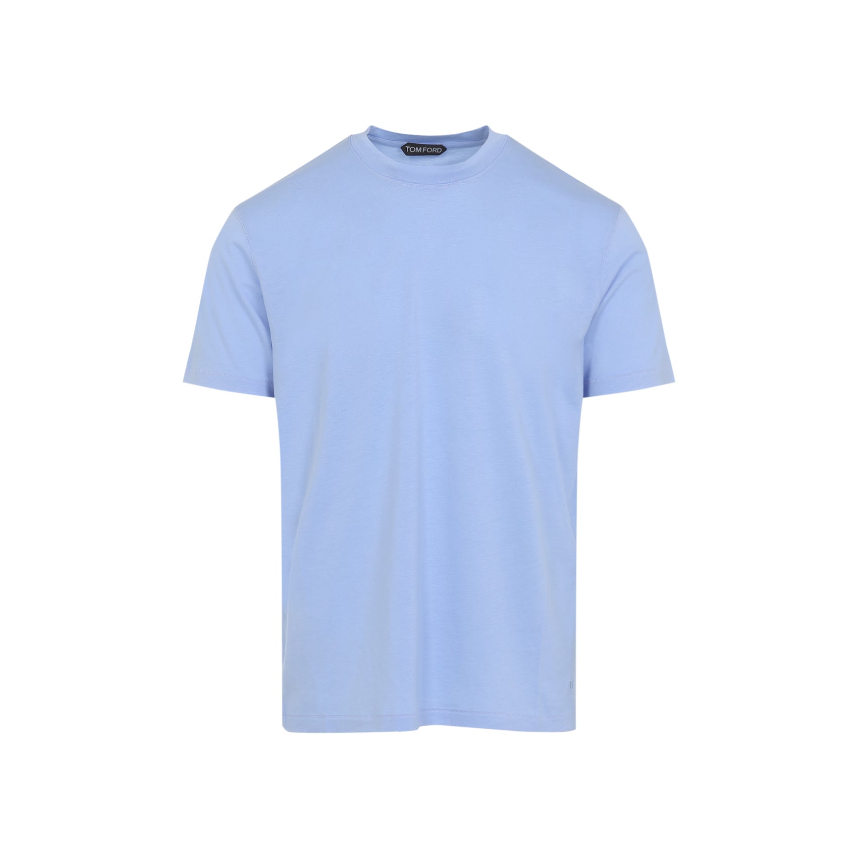 Blue Lyocell and Cotton Blend T-Shirt