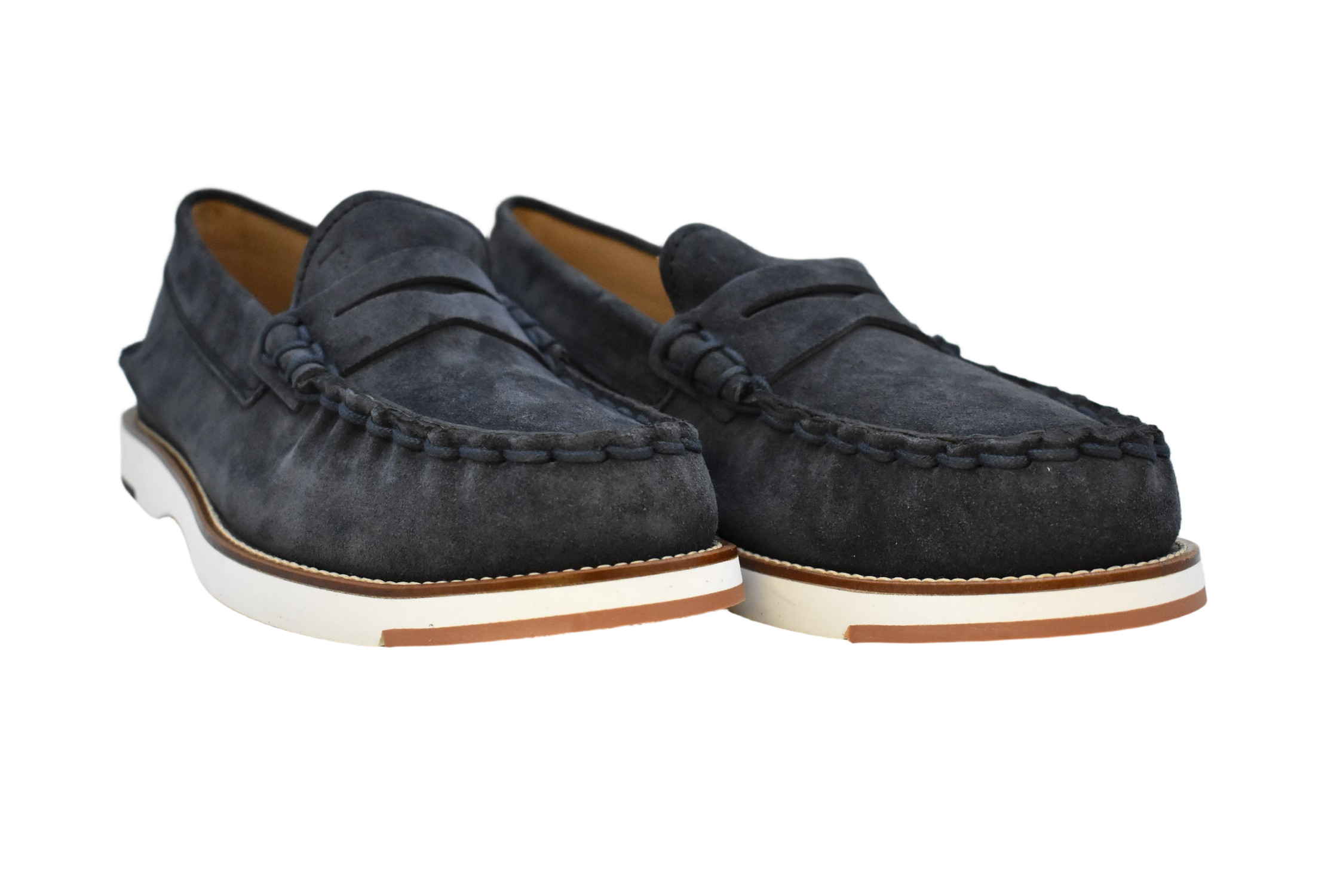 Moccasin-Inspired Blue Flat Shoes