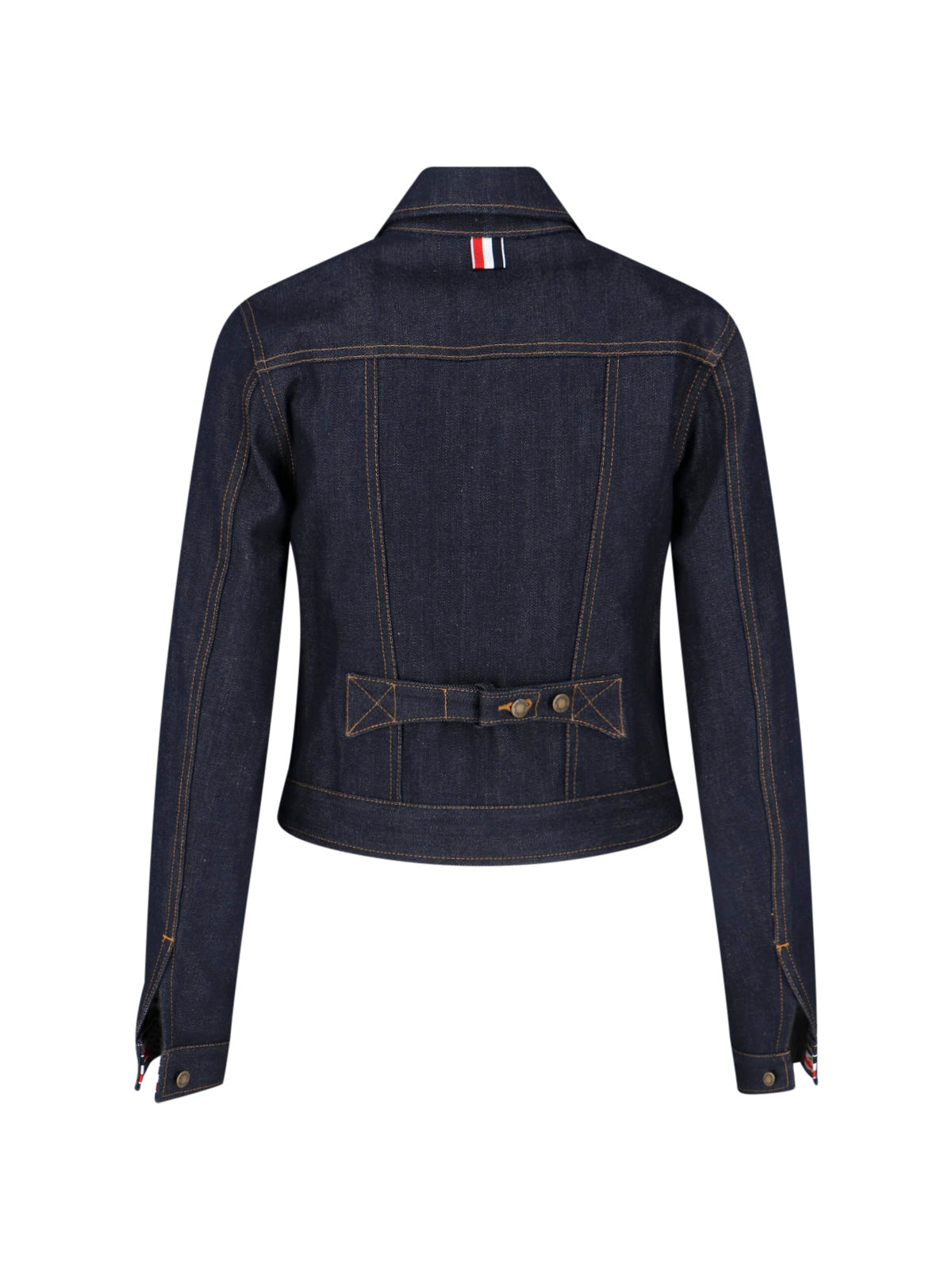 Blue Cropped Structured Denim Logo Jacket