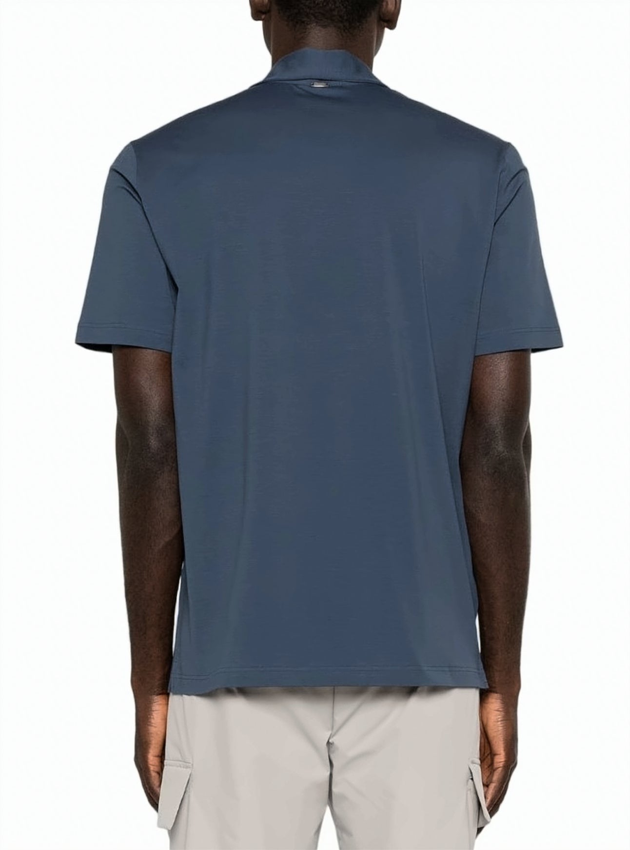 Blue Cotton Solid Color Polo Shirt