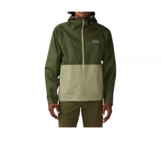 Two-Tone Outdoor Jacket With Hood And Front Zip Closure