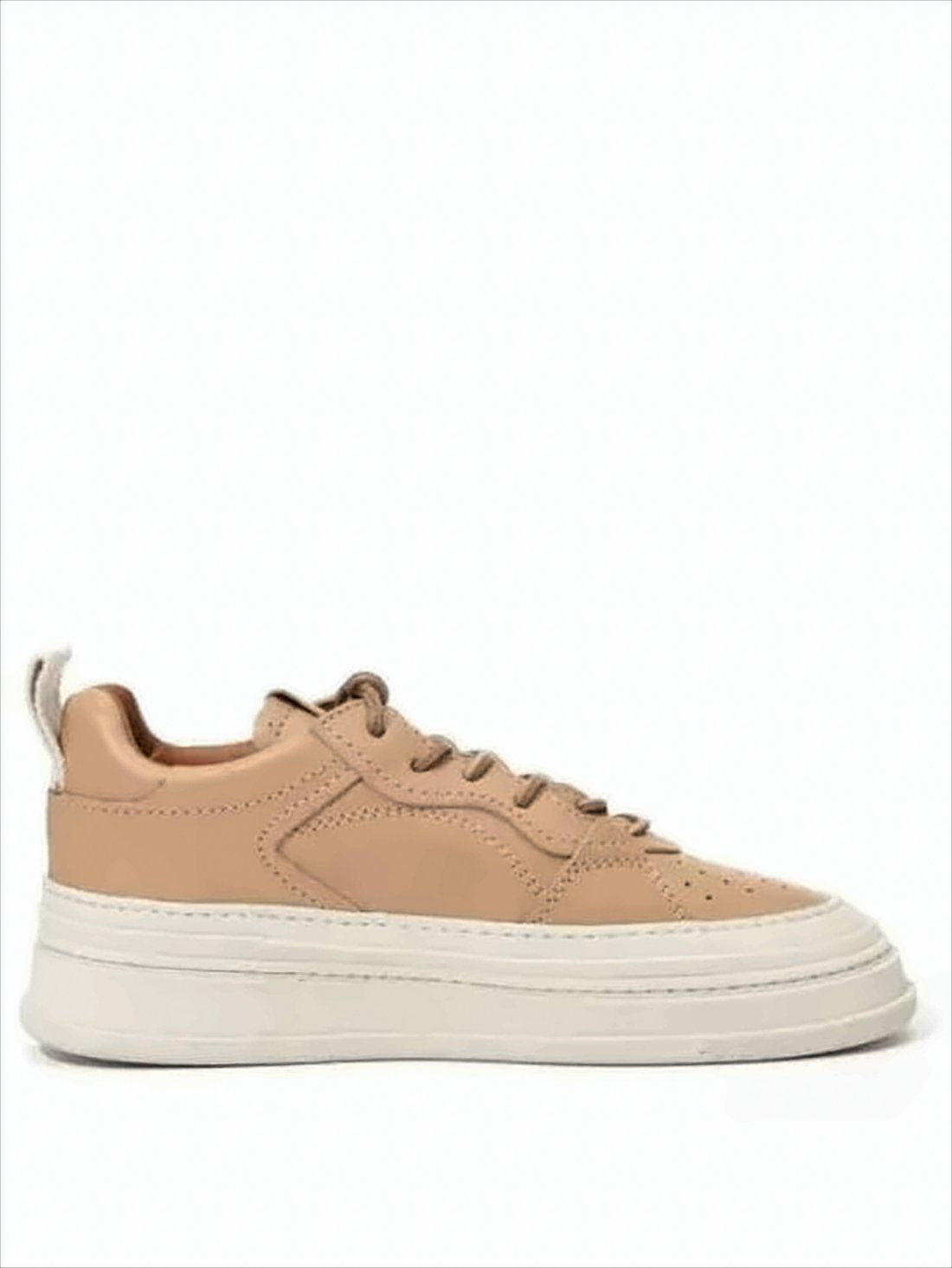 Smooth Leather Low-Top Sneakers with Textured Rubber Sole