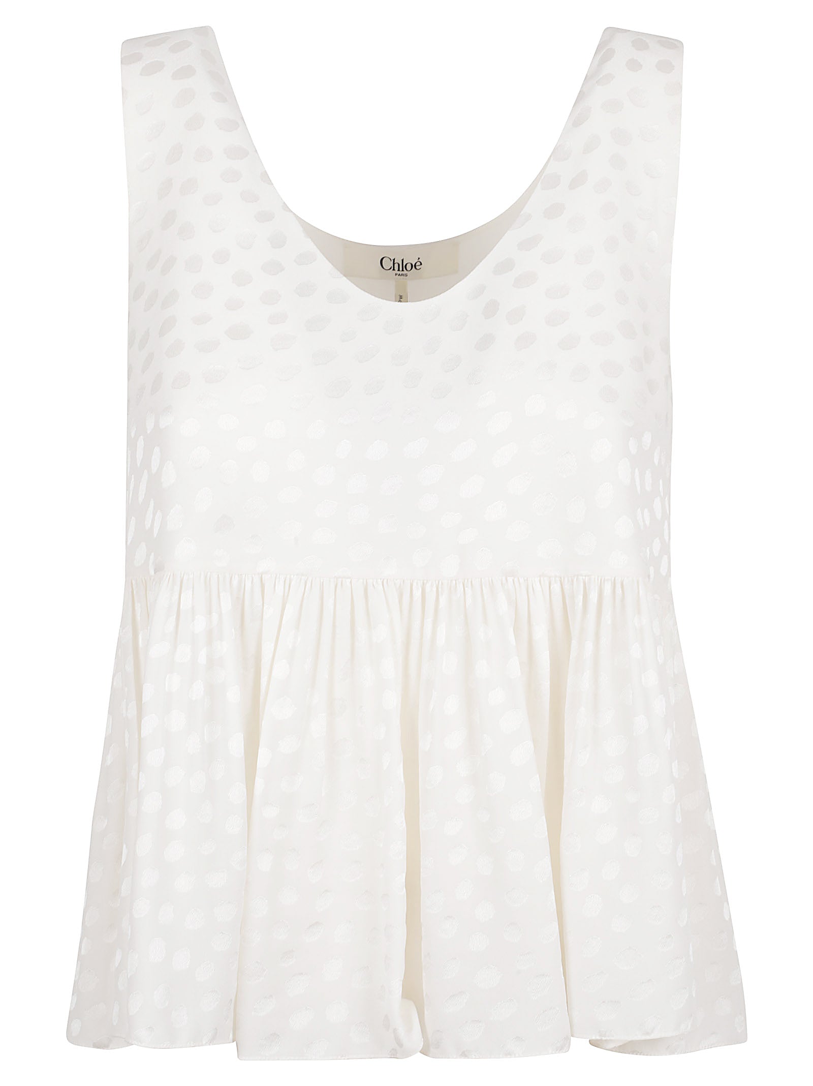 Flared Silk Top with Ruffled Hem