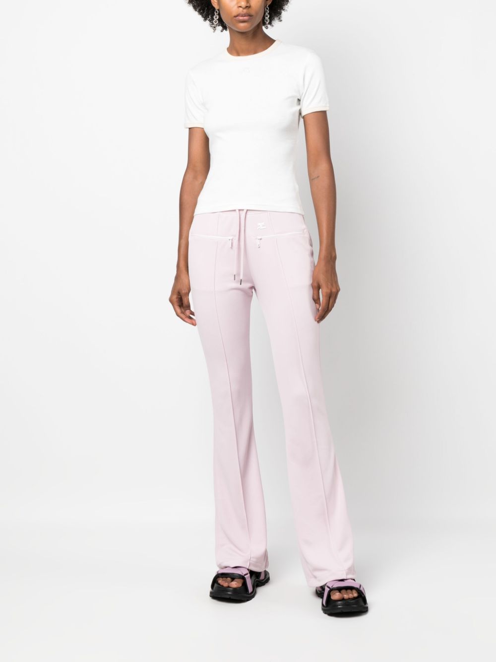 Flared Trousers with Logo Patch