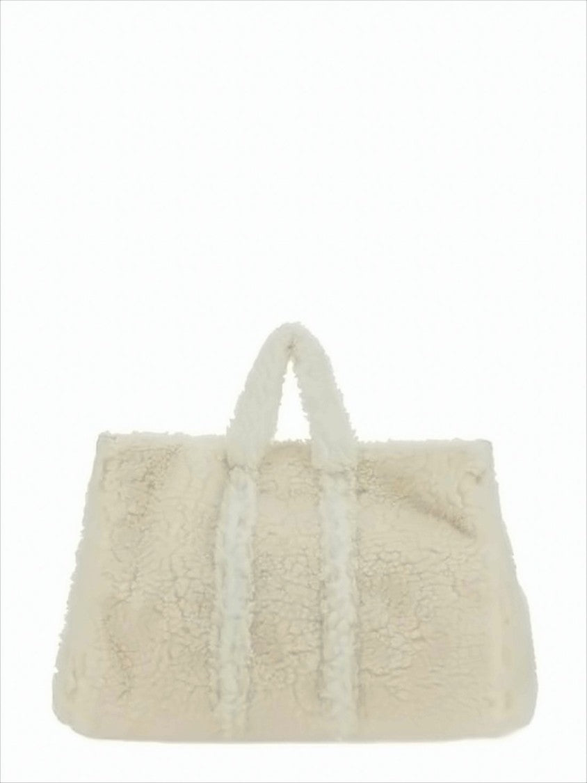 Textured Cream Tote Bag with Detachable Strap