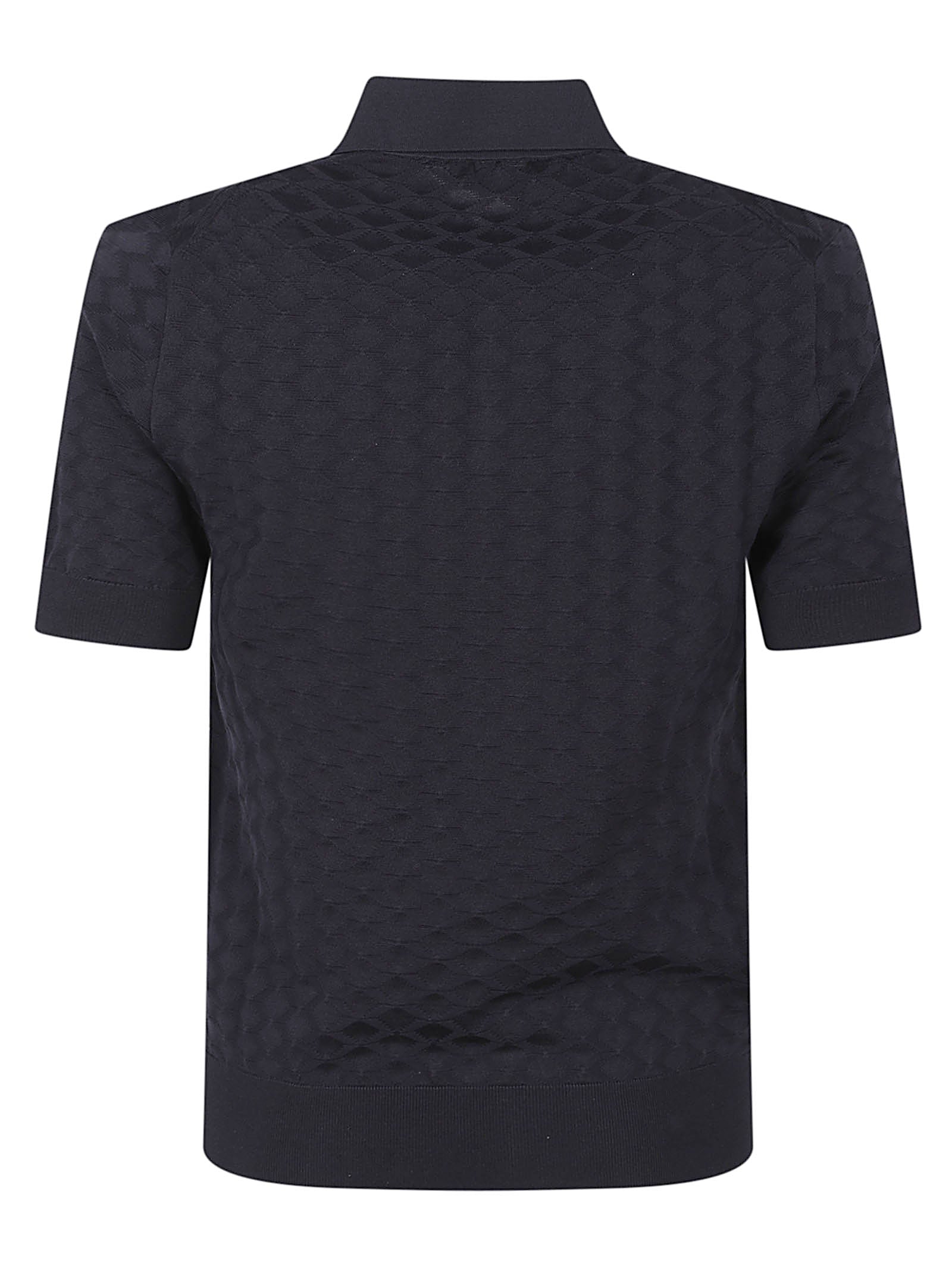 Short-Sleeve Textured Silk Polo