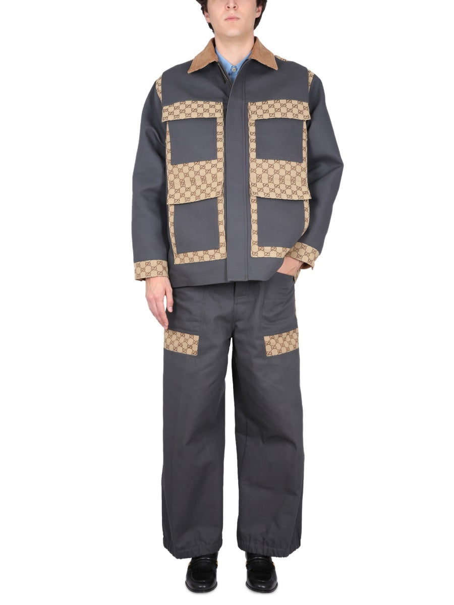 Cotton Fabric Pants With Gg Inserts