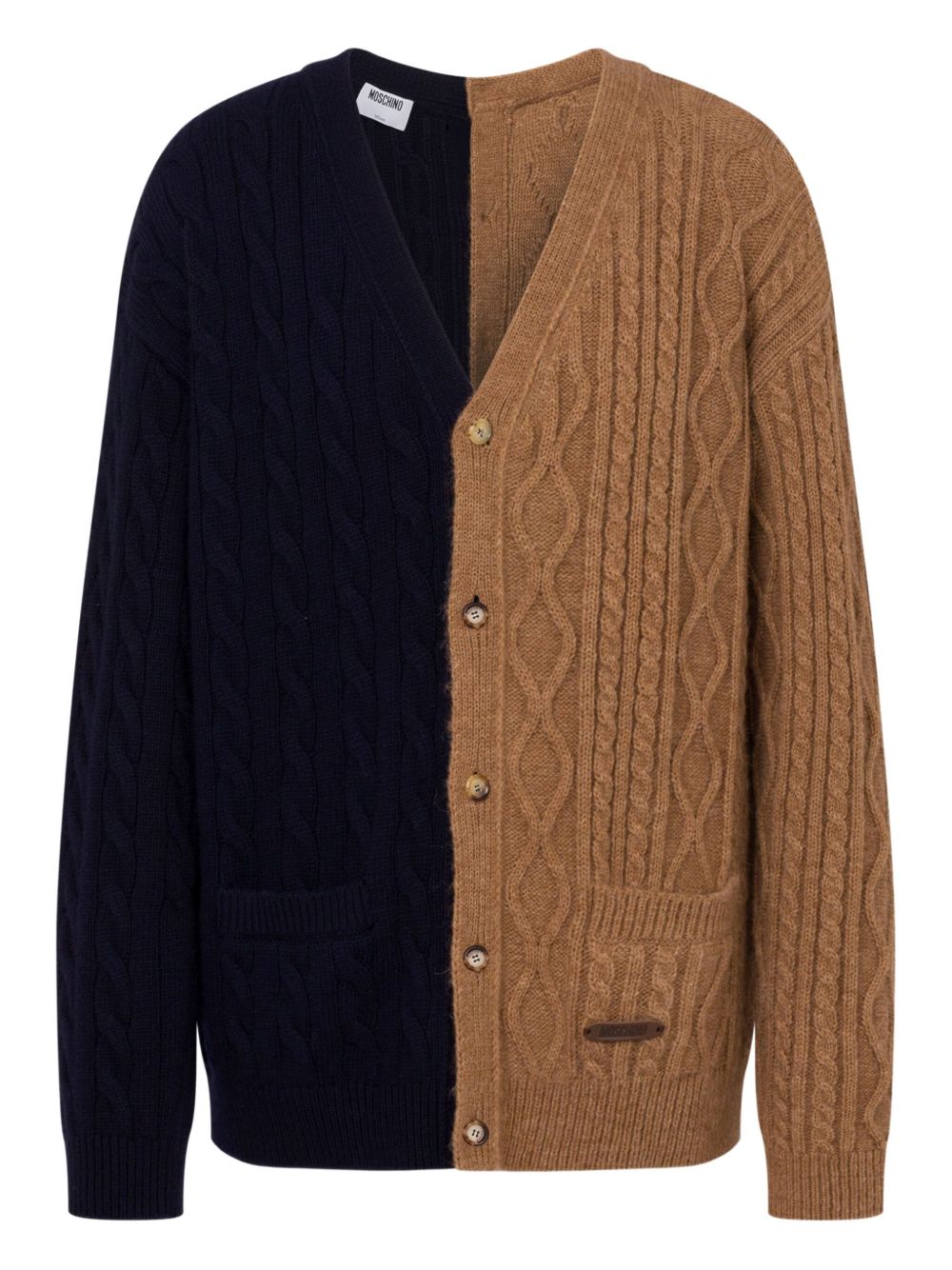 Two-Tone Cable Knit Cardigan