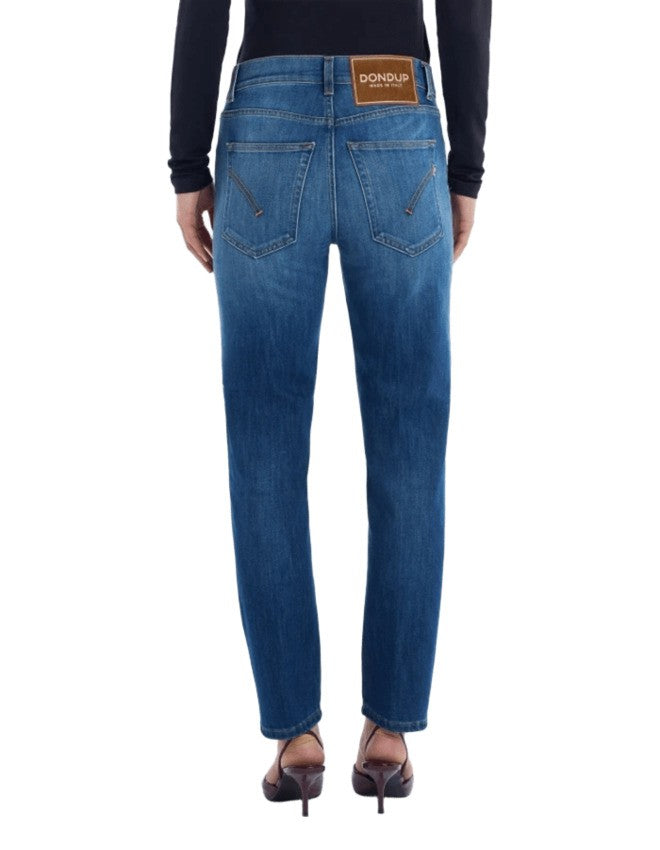 Medium Blue Straight-Leg Jeans With Classic Five-Pocket Design