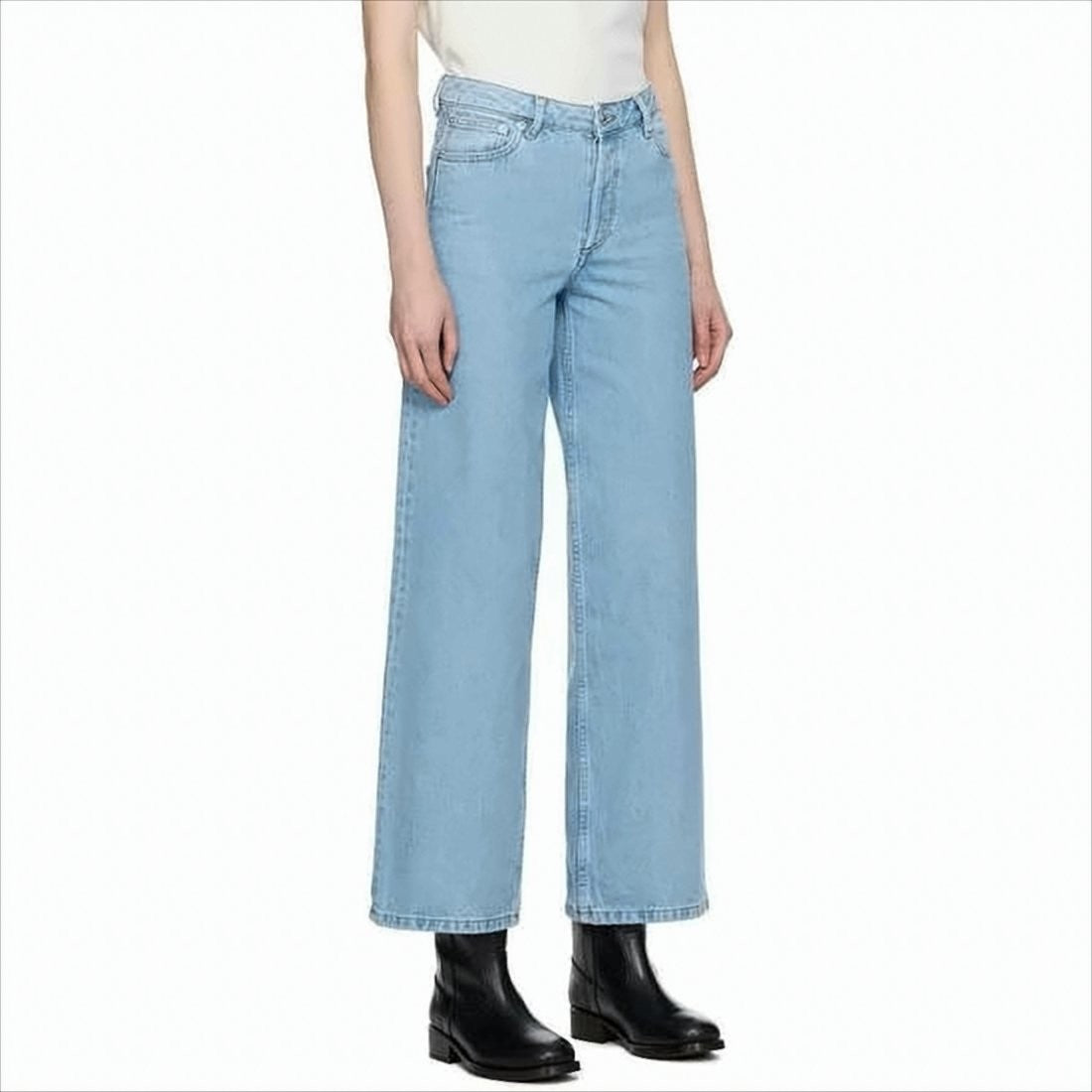 High-Waisted Straight-Leg Denim Pants with Classic Five-Pocket Design