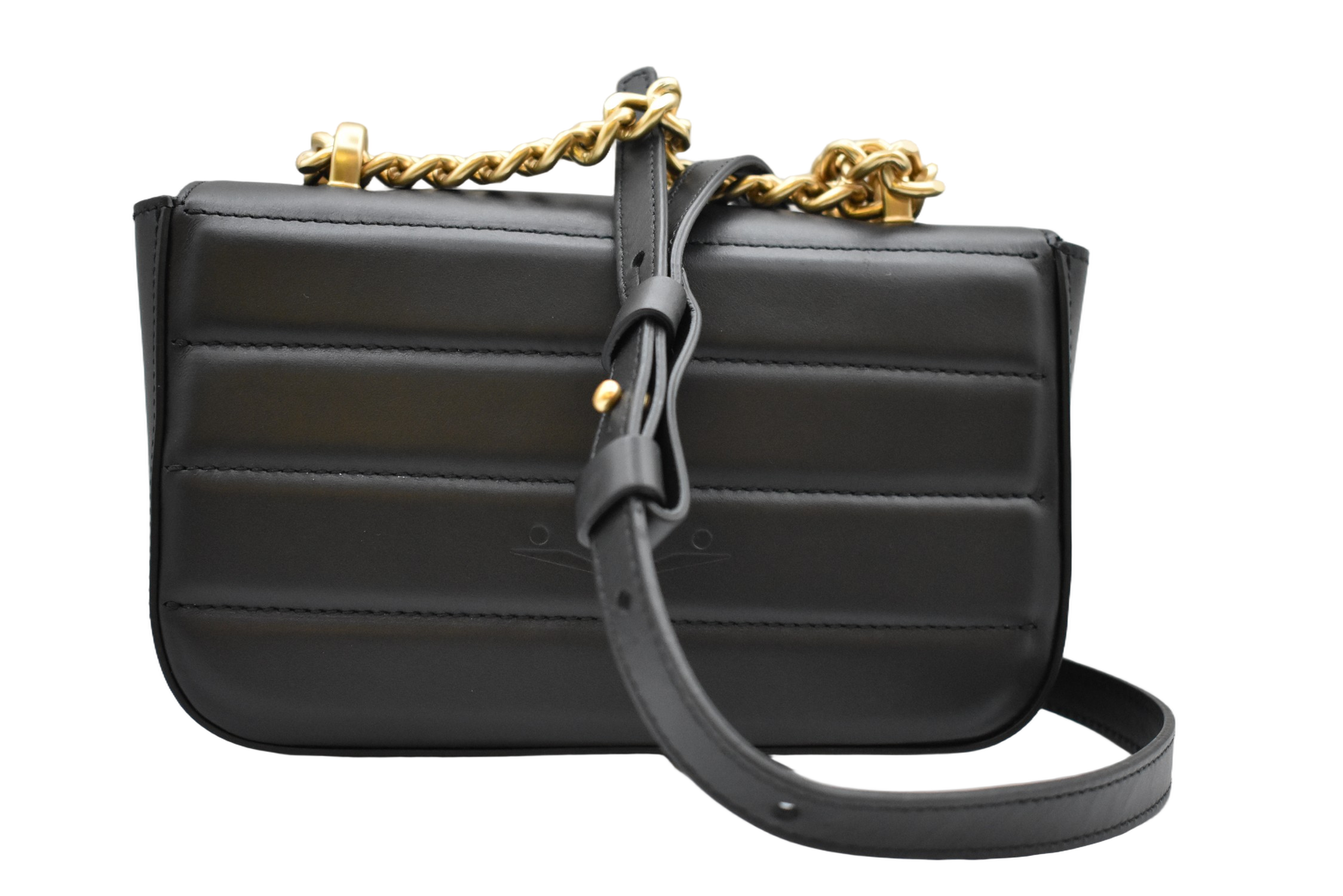 Quilted Black Handbag With Gold-Tone Chain Strap